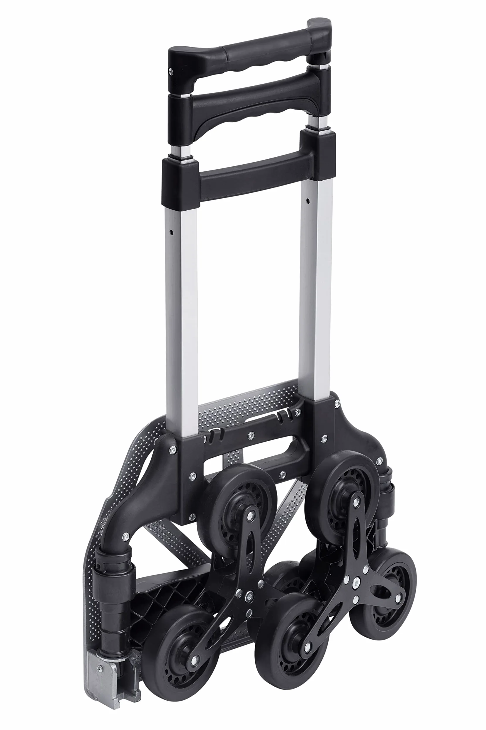 Meister 8985840 - Carretilla de Mano para escalones (80 kg, 3 x 3 escaleras, Plegable, Incluye Ruedas, Mango Ajustable en Tres Alturas, de Aluminio)