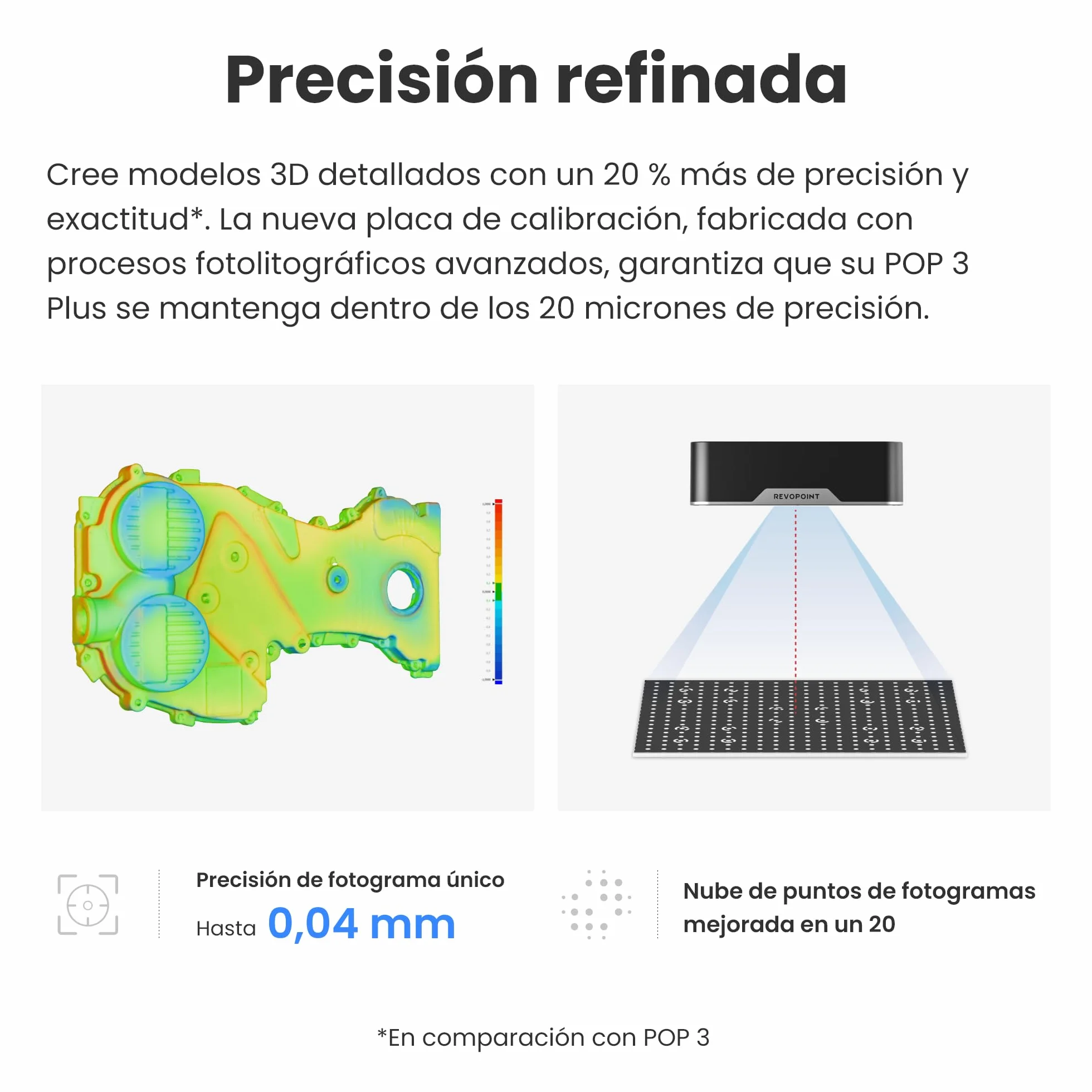 Revopoint POP 3 Plus Scanner 3D para impresión 3D, escaneo en color para objetos medianos, escáner de mano con precisión de 0,04 mm y velocidad, compatible con Android/iOS/Win10&11/macOS, Estándar