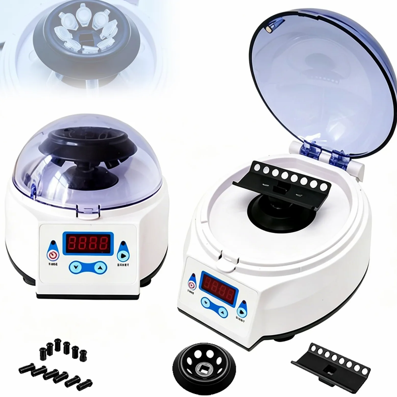 Mini máquina centrífuga con pantalla digital, función de temporizador, tubos de 0,2/0,5/1,5/2 ml for laboratorio, separación de micromuestras, investigación bioquímica(4000rpm)