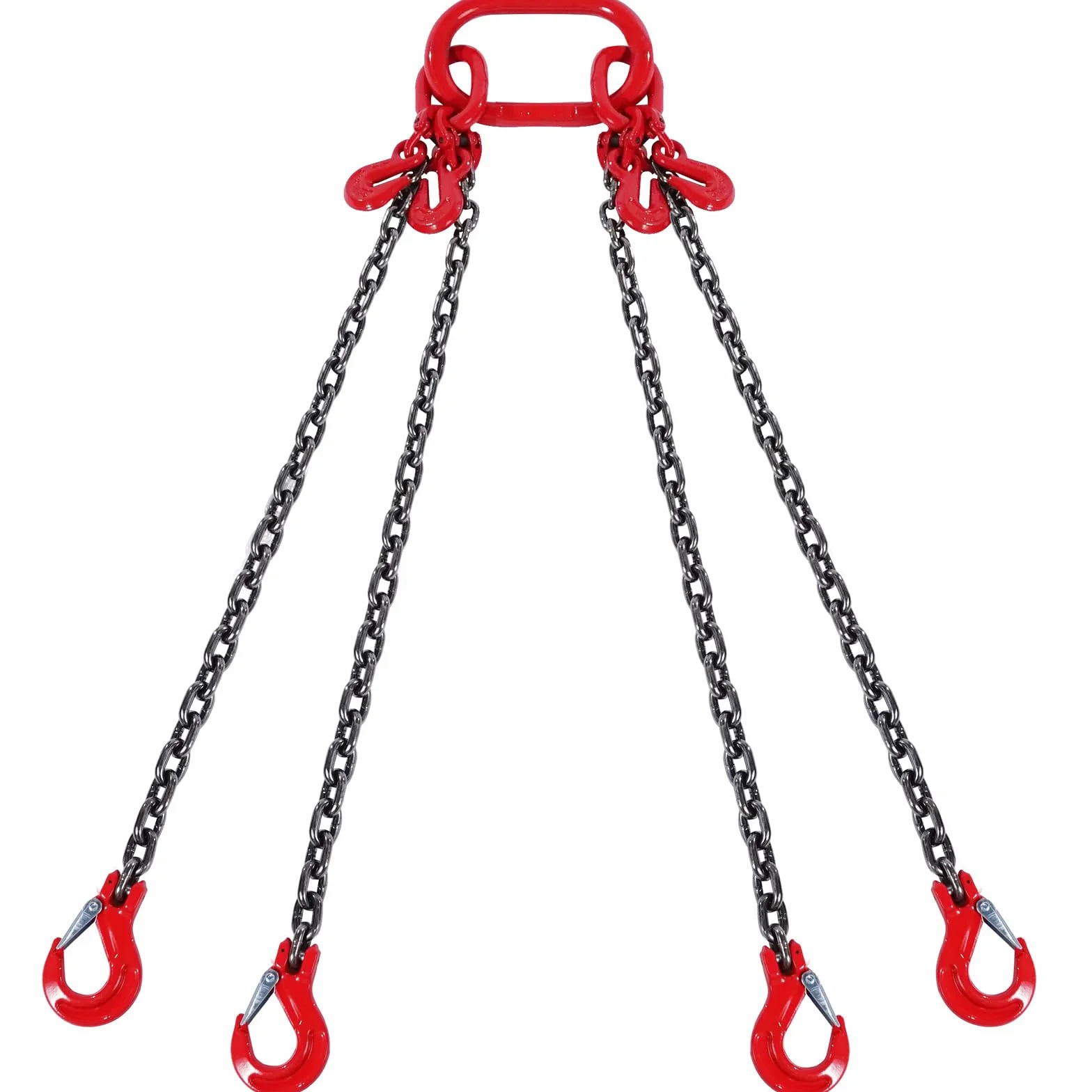 VEVOR Eslinga de Cadena de Elevación 4 Cadenas 6mm x 150cm 2993 kg G80 Ganchos Ajustadores
