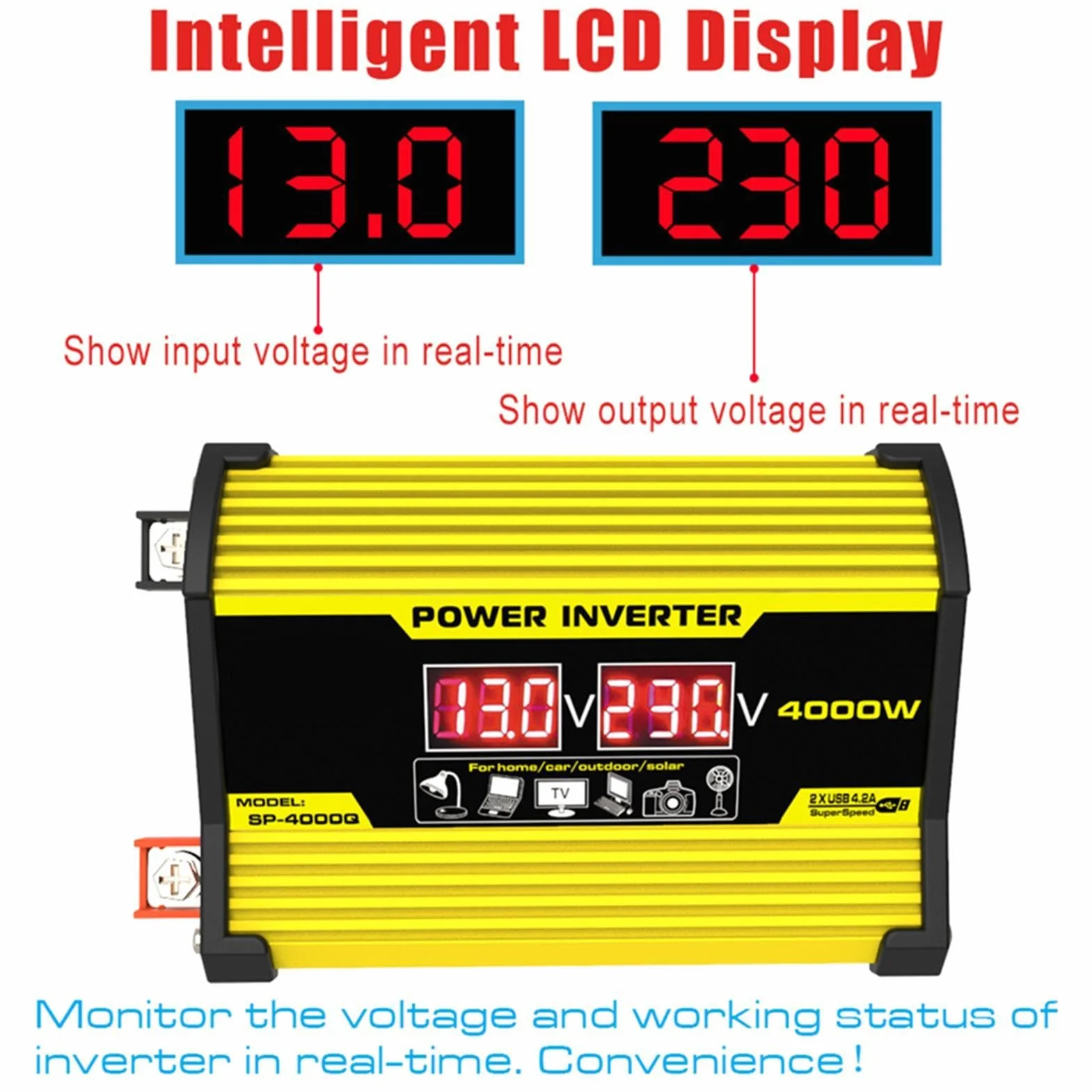 Placa Solar Con Bateria Y Enchufe 220v, Baterias Solares Para Casa, Kit Placa Solar, Inversor Y Cargador De 300 W,Convertidor De CC 12 V A CA 110 V/220 V, Con 2 Puertos USB Y Pantalla LED