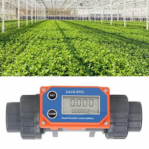 Medidor de flujo de agua con pantalla digital, medidor de flujo de agua de UPVC, medidor de sensor de agua de 10-150 l/min para riego de tierras agrícolas, plantas de agua, estanques de peces