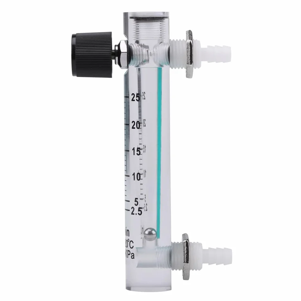 Medidor de flujo de gas oxígeno y aire, 2.5-25LPM, 8 mm, con válvula de control