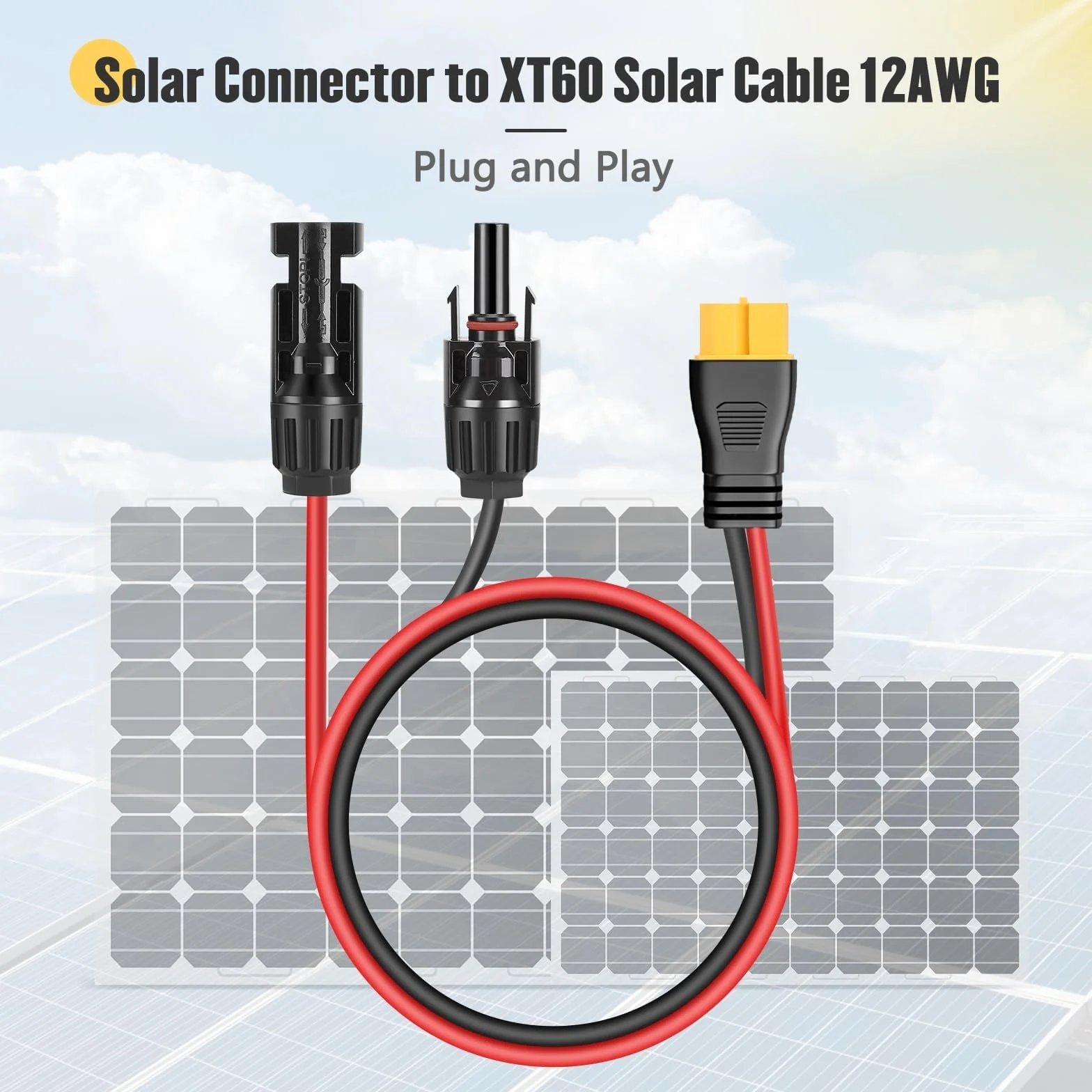 Thlevel Conector de Panel Solar XT60 Cable Adaptador 3 Metros 12AWG