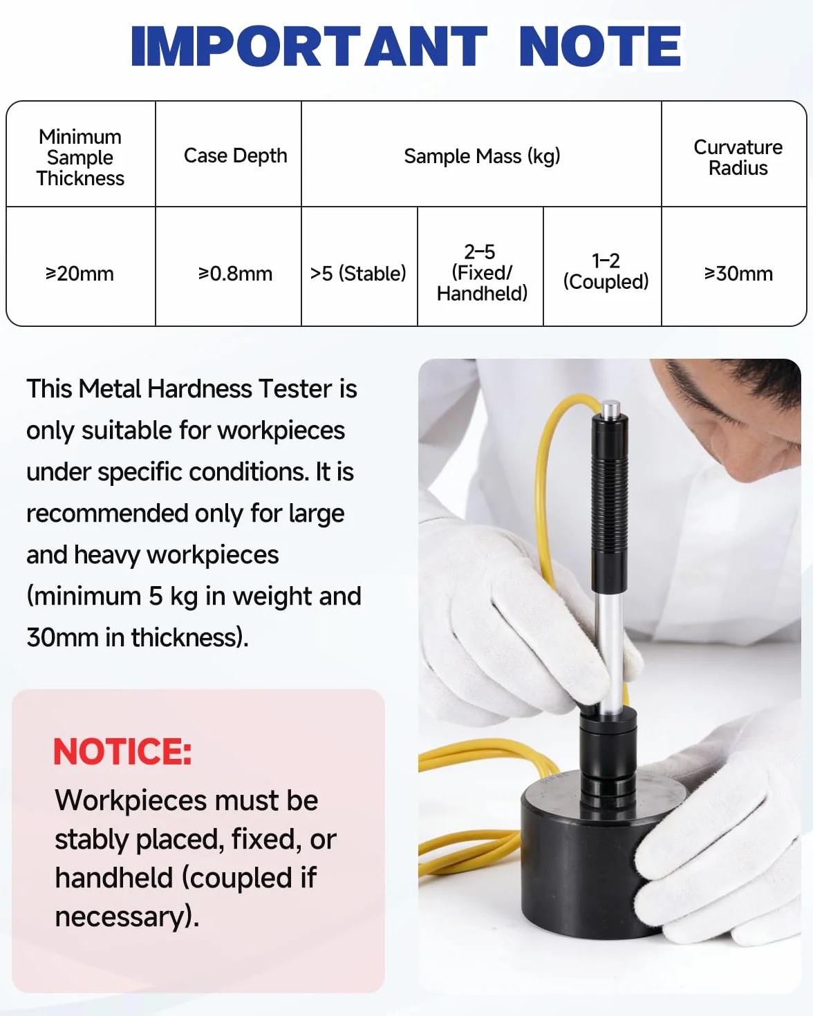 Durómetro Leeb para Metales 170～960 HL Bloque Calibración Multiescala HL HB HRB HRC HV HS Taller Industrial