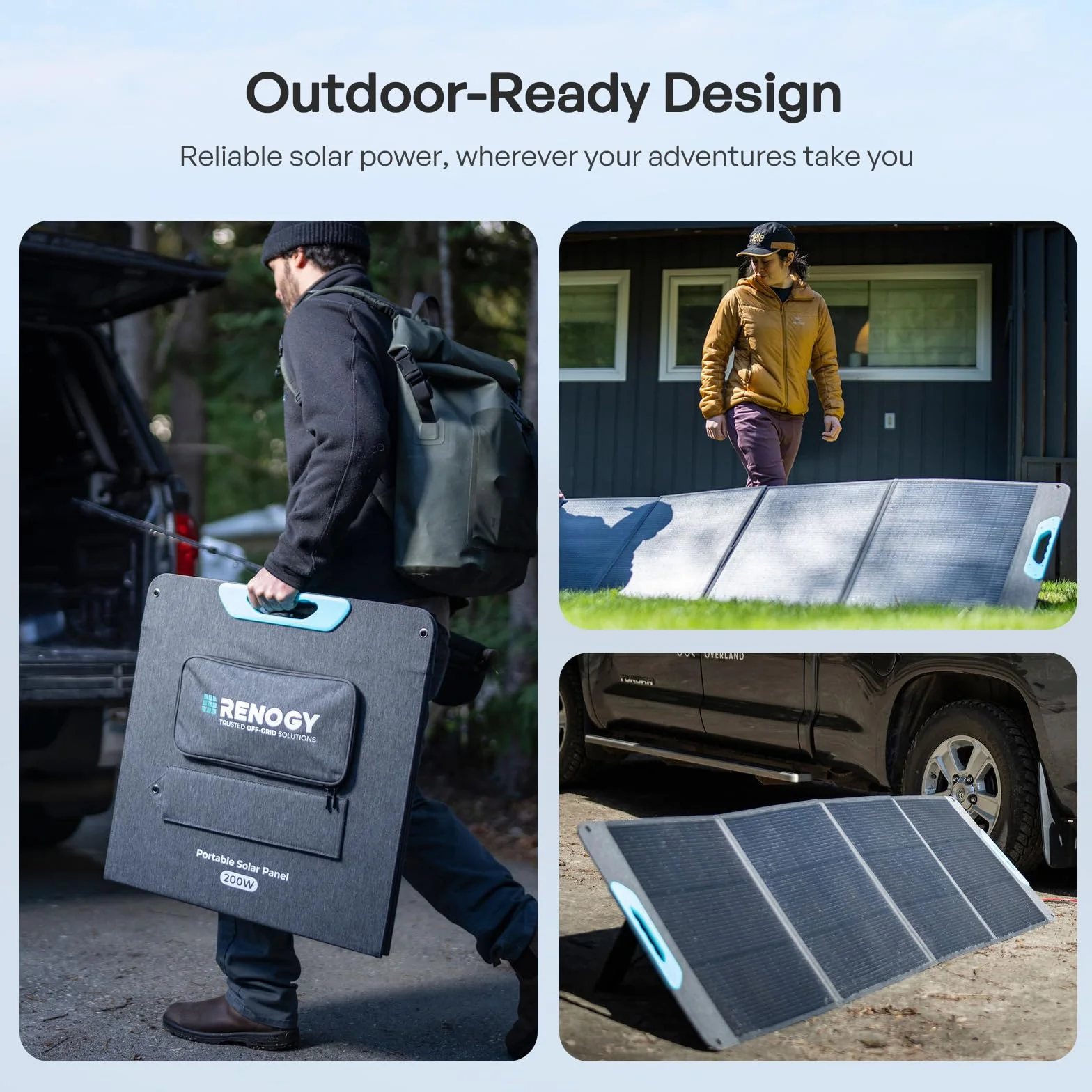 Renogy Panel solar portátil de 200 W, IP65 resistente al agua, módulo solar plegable Power Backup, cargador solar para Power Station RV Camping Off Grid