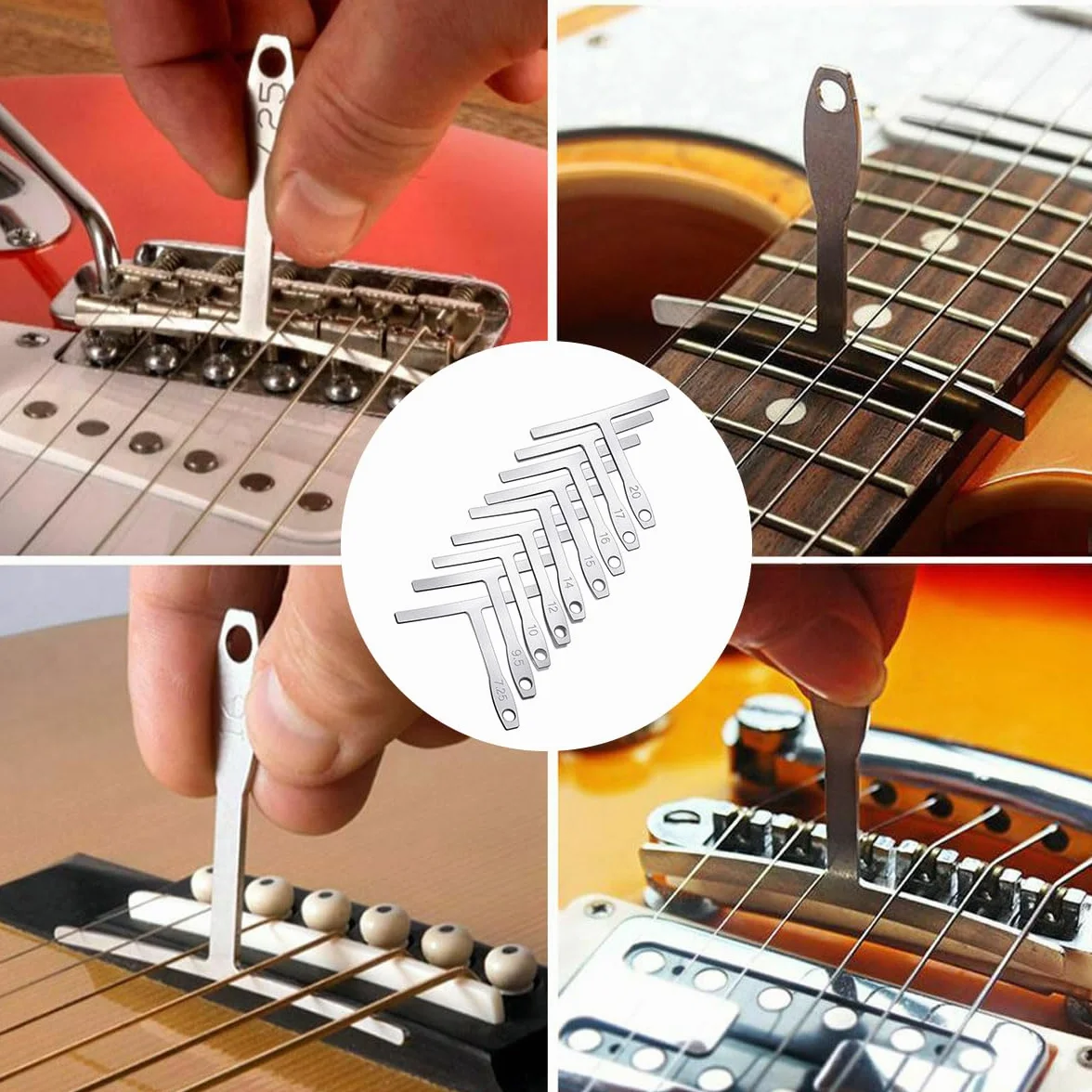 Medidor de Radio de Precisión, Calibre para Guitarra Bajo, Herramienta Luthier, 9 Piezas