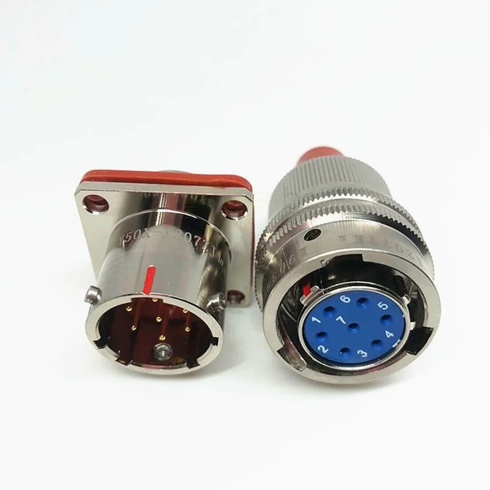 Conectores circulares eléctricos Y50X-1207TK2, conector hembra y conector macho Y50X-1207ZJ10, cable de acoplamiento de bayoneta recto de 7 pines.