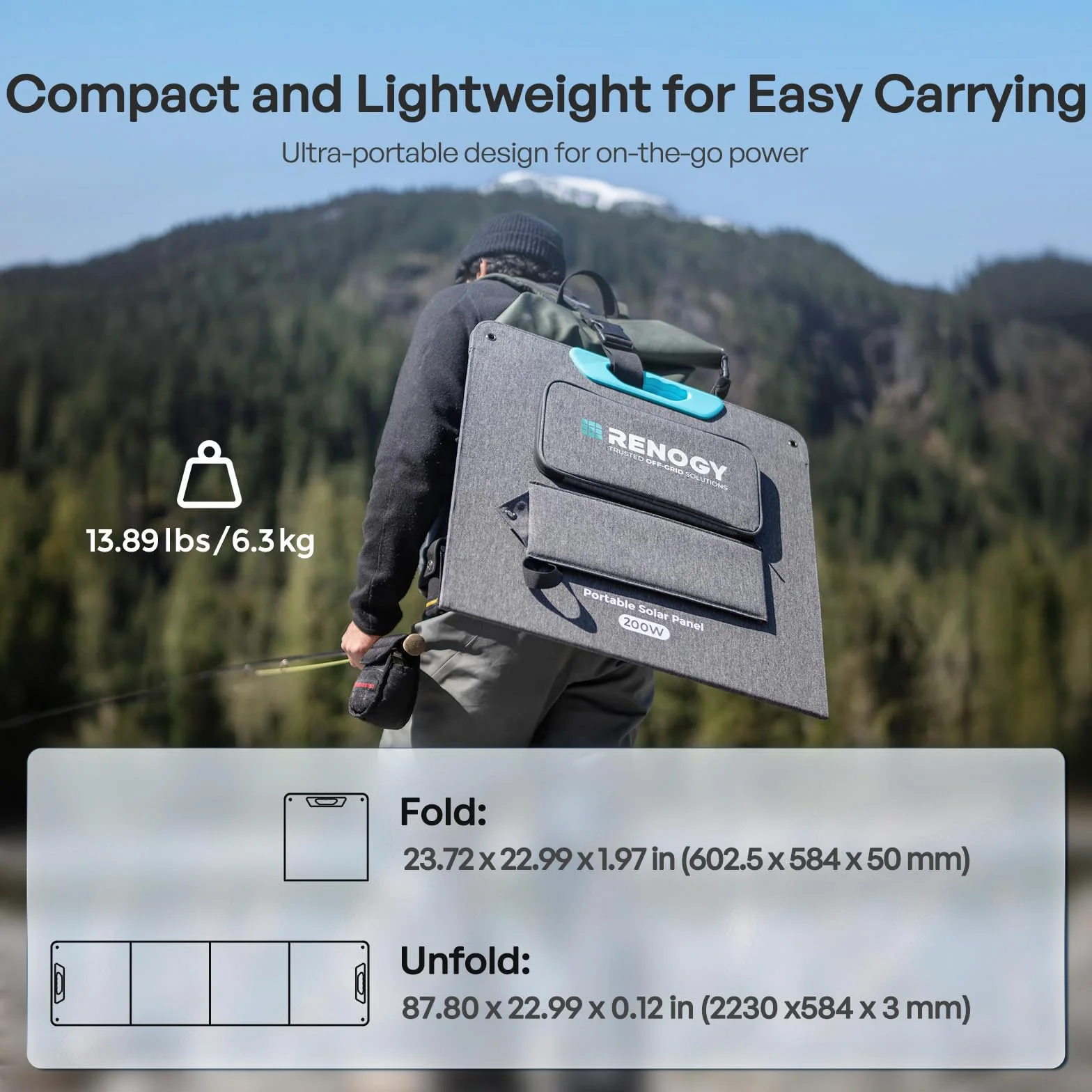 Renogy Panel solar portátil de 200 W, IP65 resistente al agua, módulo solar plegable Power Backup, cargador solar para Power Station RV Camping Off Grid
