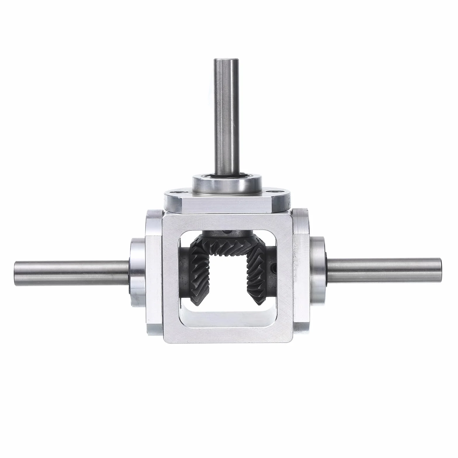 QUARKZMAN Caja De Engranajes De 90 Grados Ángulo Recto 1:1 Doble Eje De Salida 1 Módulo 20 Dientes Marco De Aluminio Eje 8mm