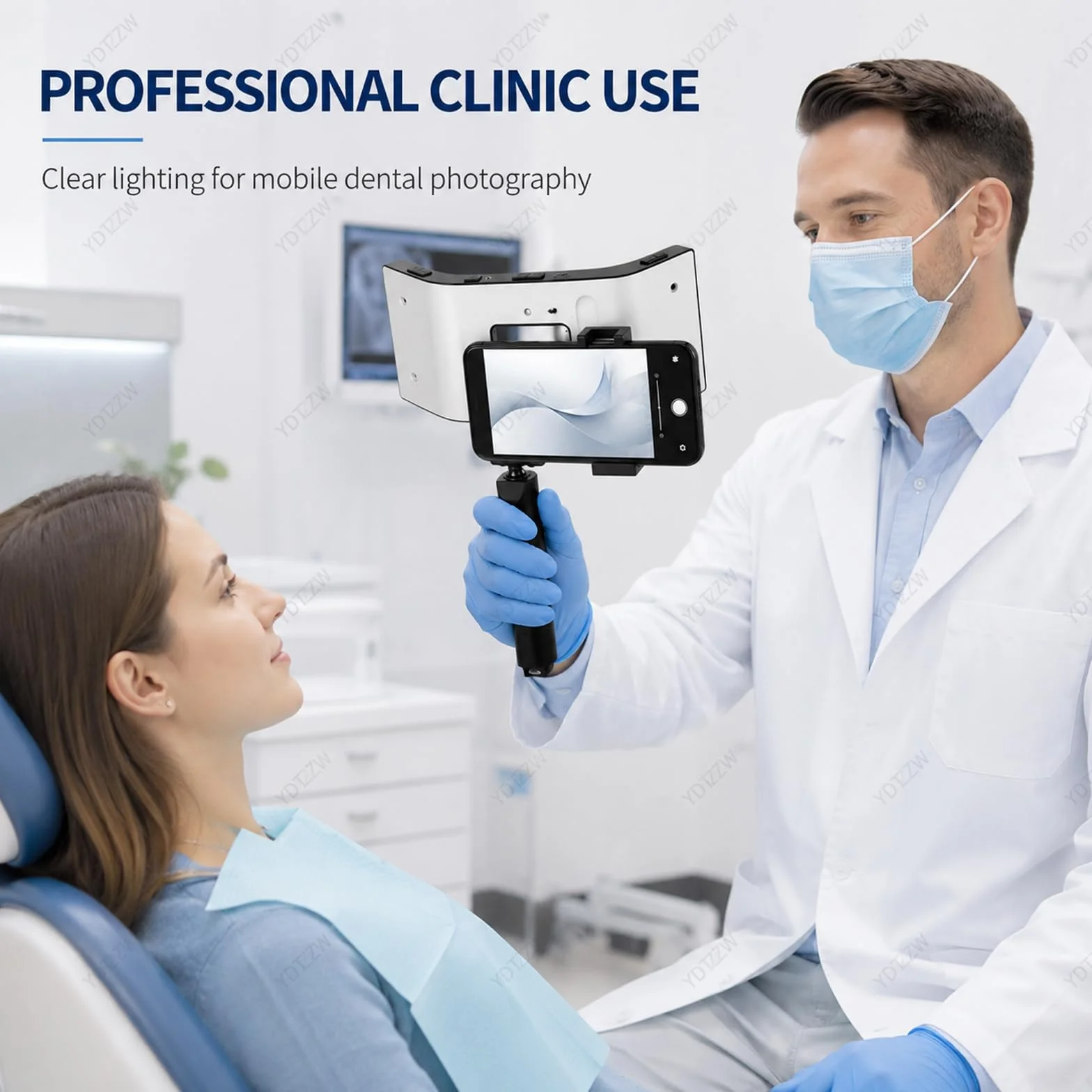 Lámpara LED dental fotografía 32000 lx 5 niveles brillo ajustable relleno bucal