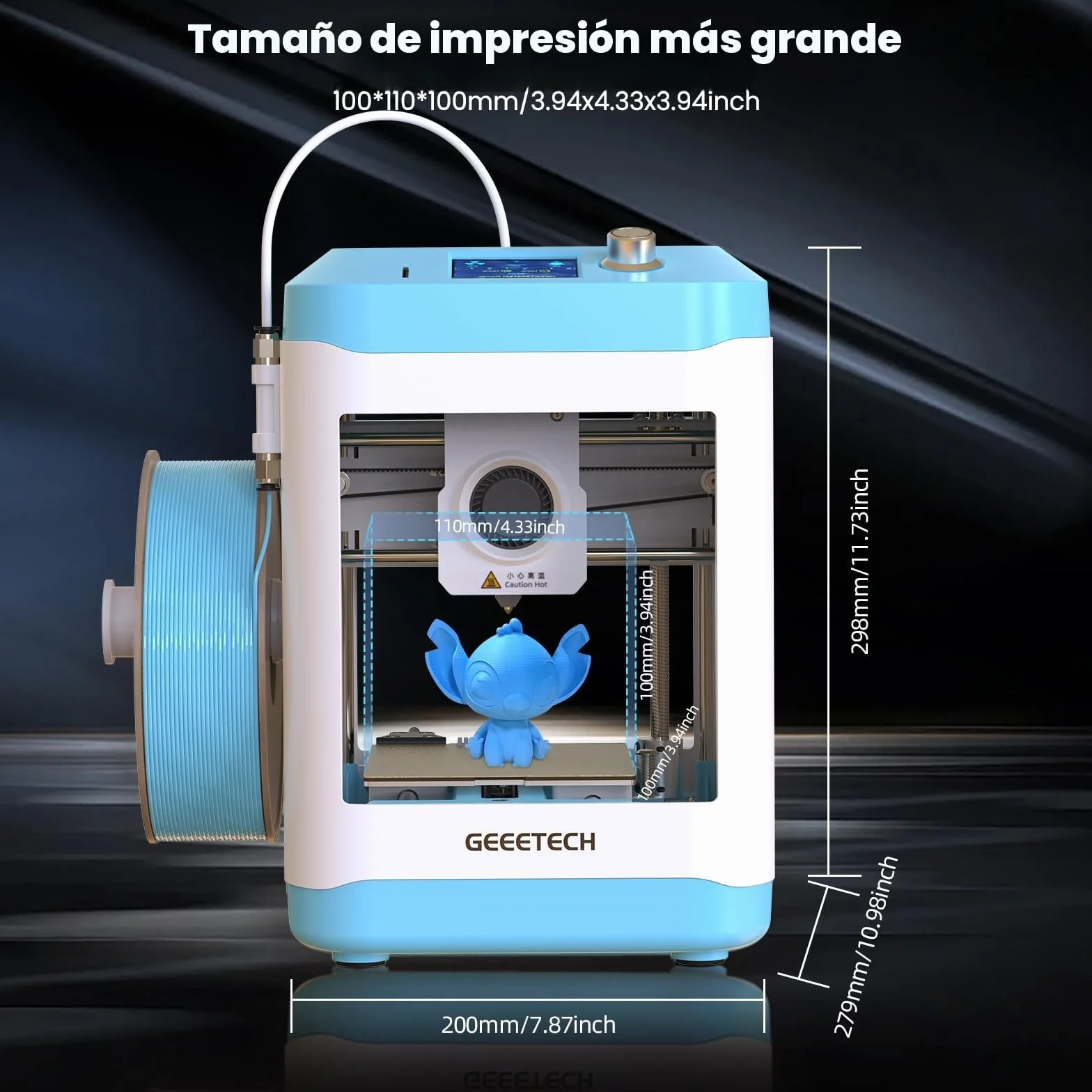 GIANTARM Impresora 3D Geeetech M1, Mini impresora 3D niveladora automática para principiantes, extrusora de accionamiento directo,velocidad de impresión 250 mm/s,tamaño de impresión 100 x 110 x 100 mm