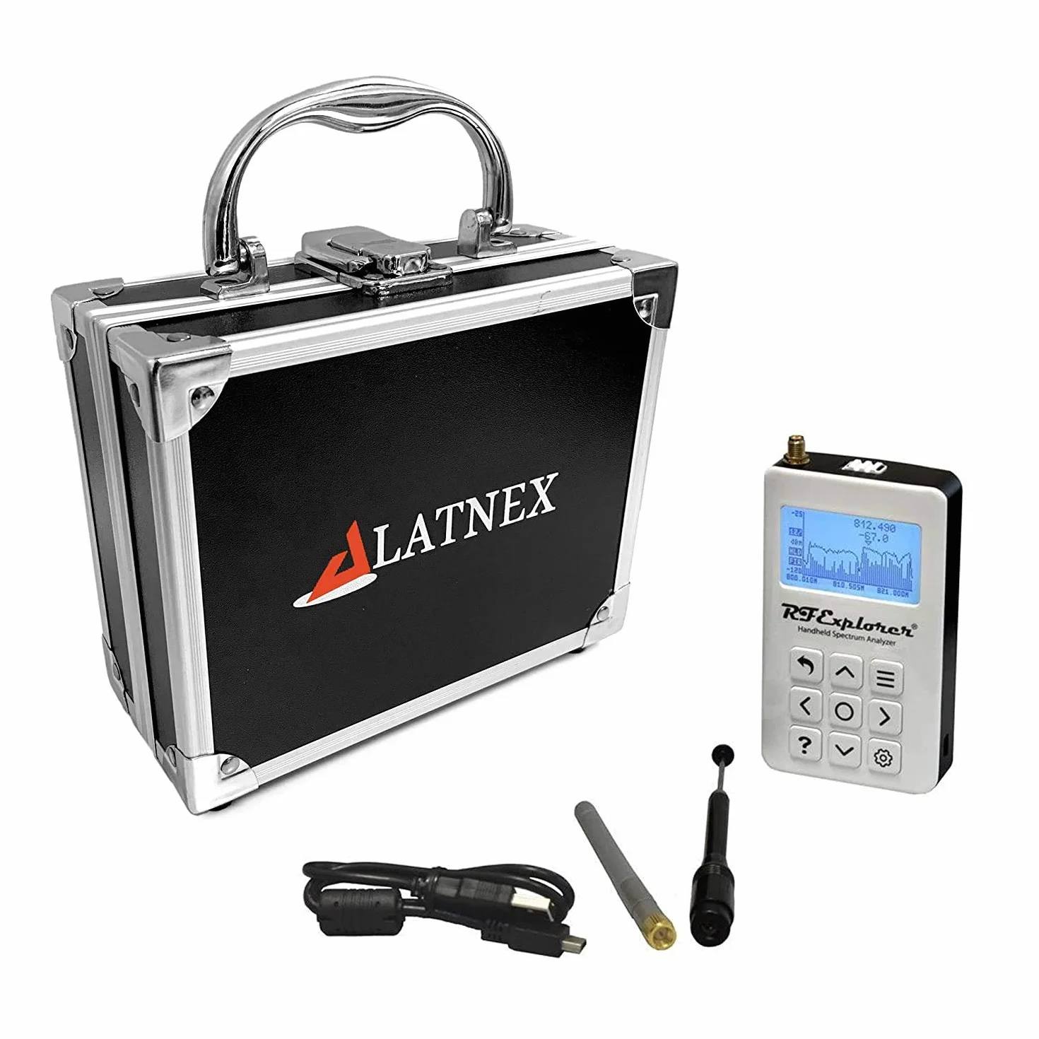 RF Explorer Spectrum Analyzer WSUB1G Plus - Avec étui de transport en aluminium, Analyseur de Spectre pour Radioamateurs, Appareils sans fil, Réseaux WLAN, Techniciens du son (WSUB1G Plus)