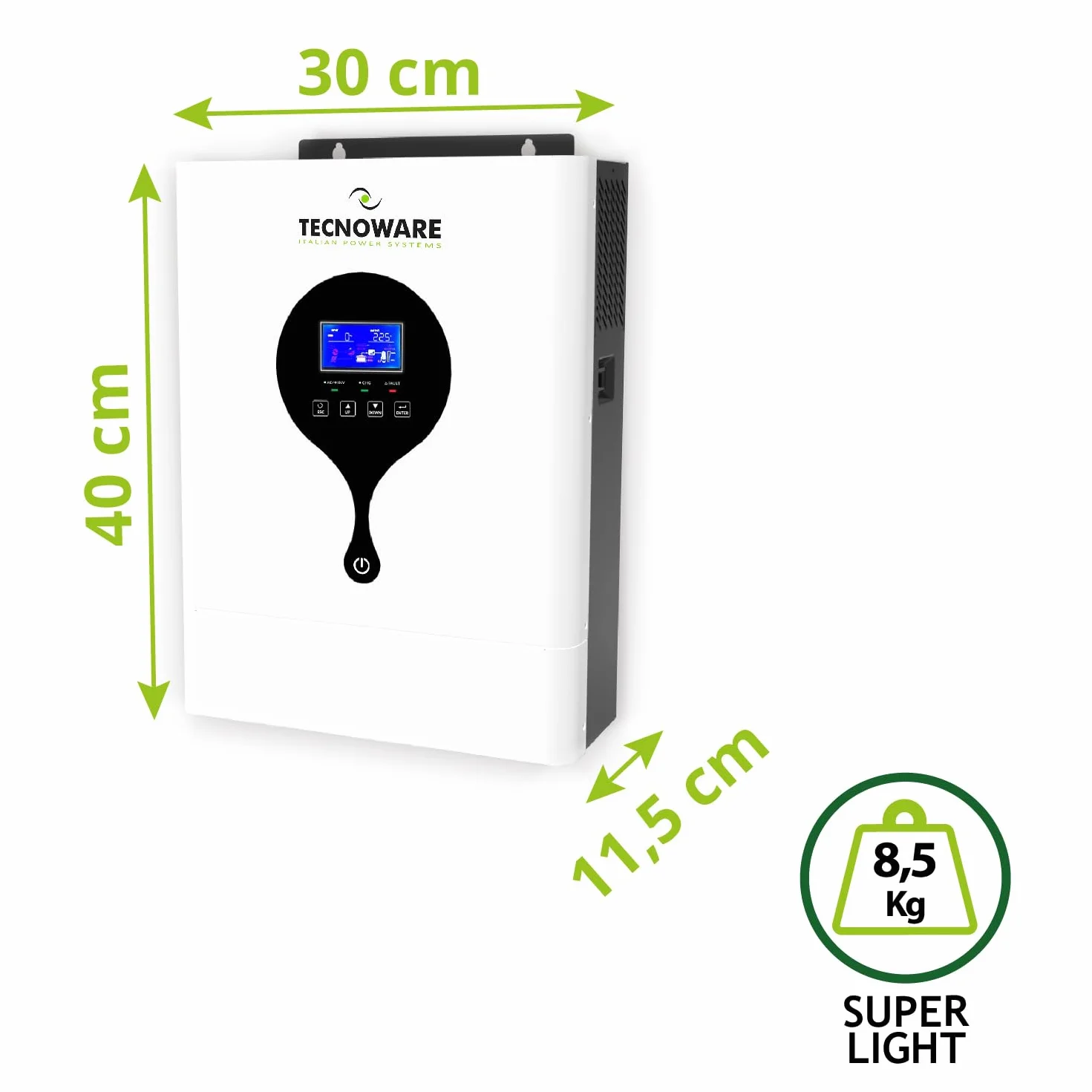 Tecnoware - Inversor Solar Híbrido 3500VA | Onda Sinusoidal Pura | Controlador de Carga MPPT 120V-450V | Alimentación Continua | Software Administración Solar Power, Blanco