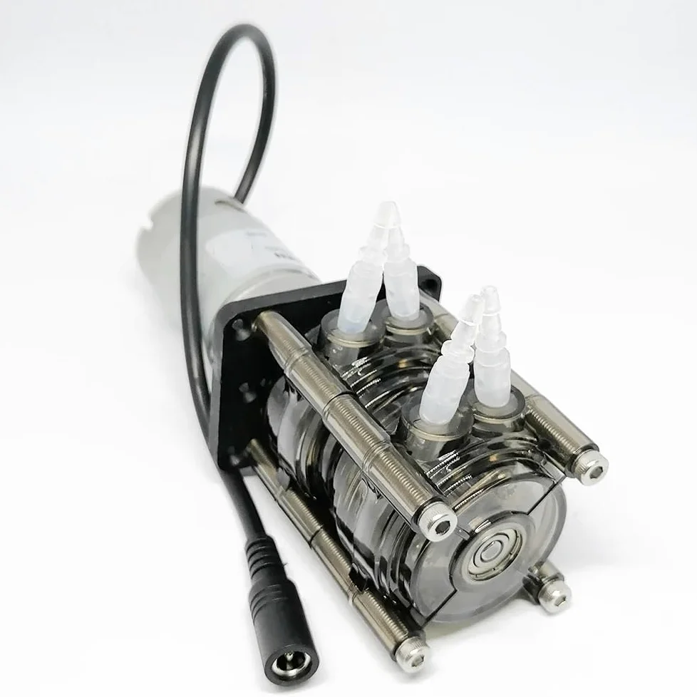 Bomba peristáltica de doble canal, flujo ajustable de 20-200 ml/min, motor con escobillas CC, bomba de transferencia de líquidos industrial y de laboratorio