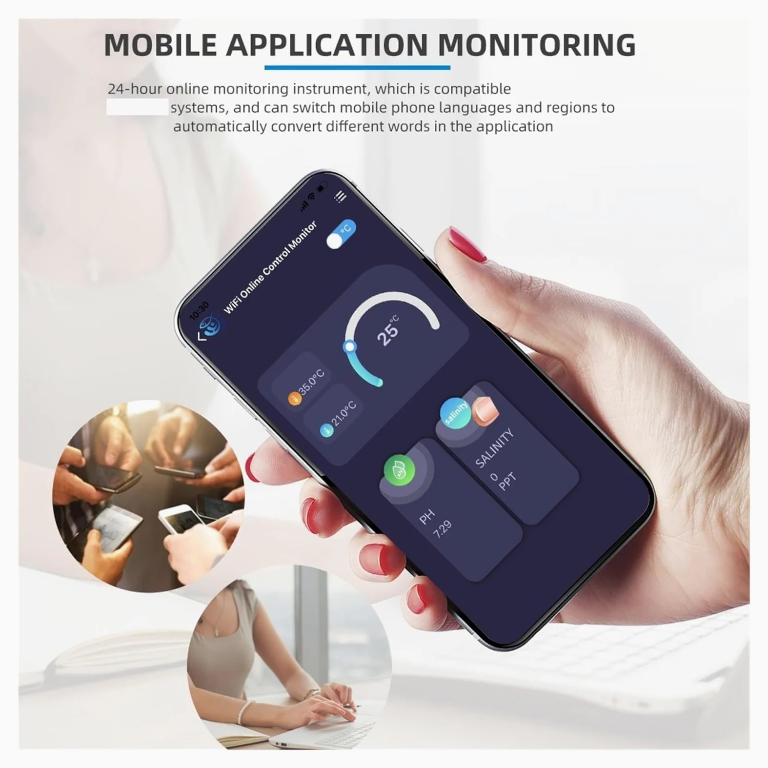 Medidor de calidad del agua multifunción 8 en 1, Monitor inteligente Digital PH EC TDS SALT SG.Temp ORP CF Tester,Extensamente probado