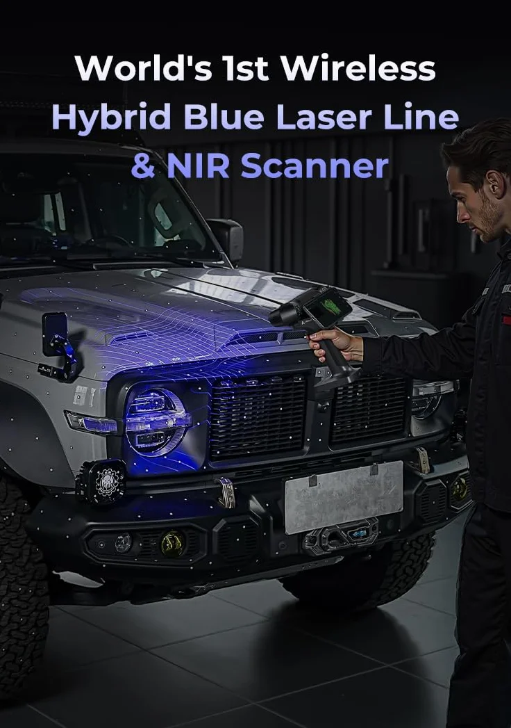 Creality RaptorX - Escáner 3D para impresión 3D, escáner 3D de mano inalámbrico, precisión de 0,02 mm, 34+7 líneas láser azules y escáner NIR, Wi-Fi 6, seguimiento antivibración, soporte para objetos