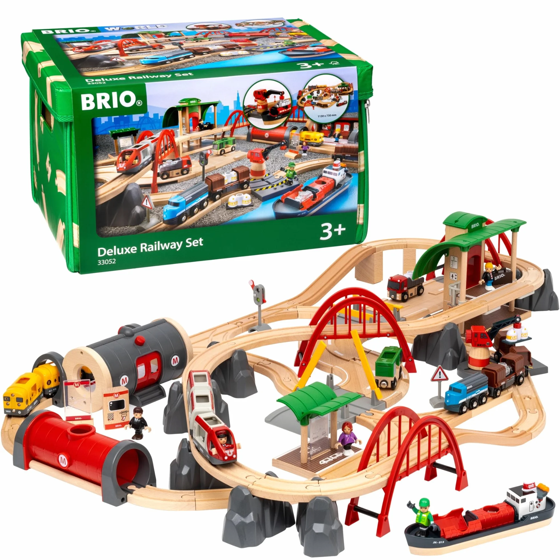 BRIO World Set Ferrocarril Deluxe Tren Juguete Madera Construcción Juguetes Niños 3 Años Juegos Educativos