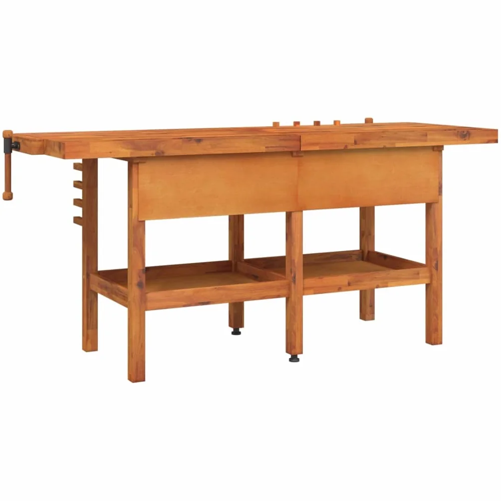 vidaXL Banco de Trabajo con Estante Mesa de Trabajo Organizador para Taller con Almacenaje Cajones y Tornillos Banco Madera 192x62x83 cm