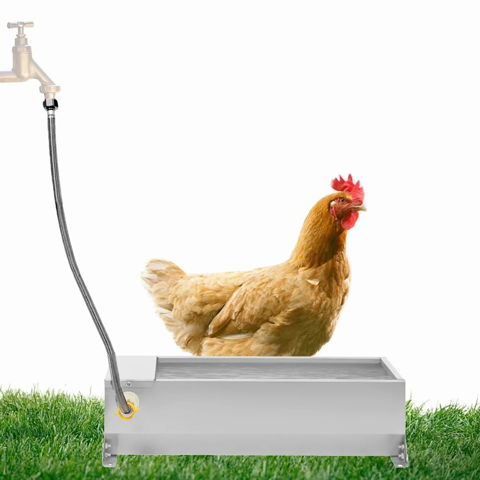 Bebedero automático para Ganado, Bebedero de Acero Inoxidable de 7.5 L con válvula de Flotador y Manguera, dispensador de Agua autollenable para Ganado, Perros, Caballos, Cabras