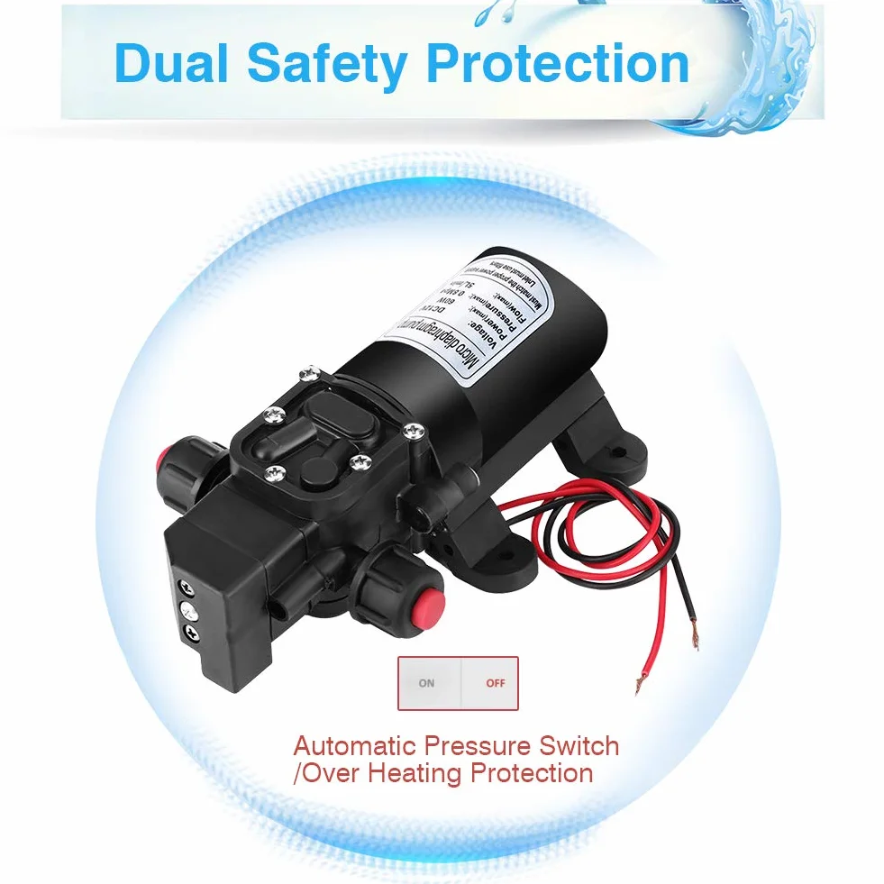 Bomba de Agua de Diafragma Autocebante Alta Presión 12V 116PSI