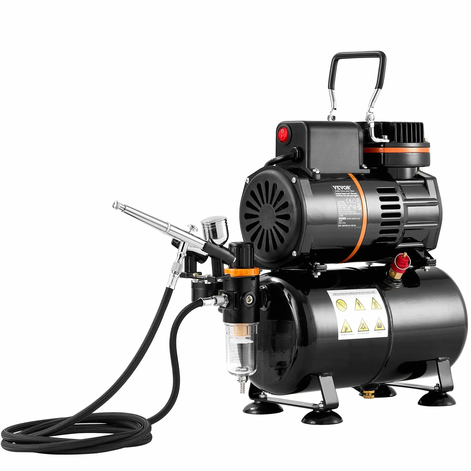 VEVOR Kit de Aerógrafo Profesional 0,3mm Compresor de Aire de Doble Ventilador 3,5L
