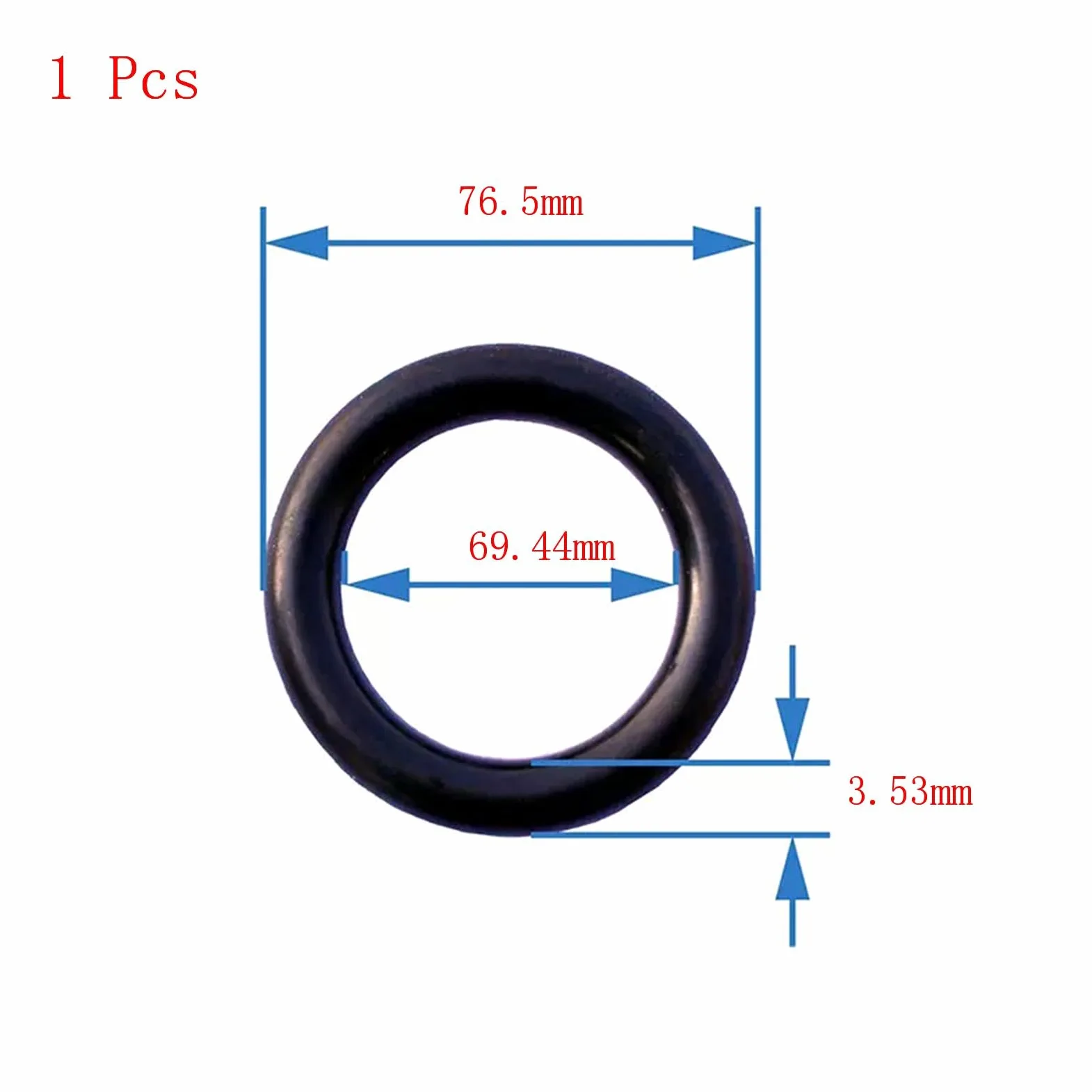 Equipo del Anillo o, 1 Uds Juntas tóricas de Caucho nitrilo, 75,79mm x 82,85mm 3,53mm, OD, ID, Ancho, Negro(69.44mm x 76.5mm x 3.53mm)