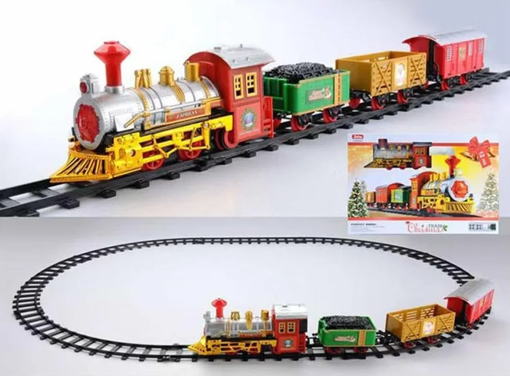 Tren Juguete Eléctrico Navidad DIY con Luces y Sonidos para Niños