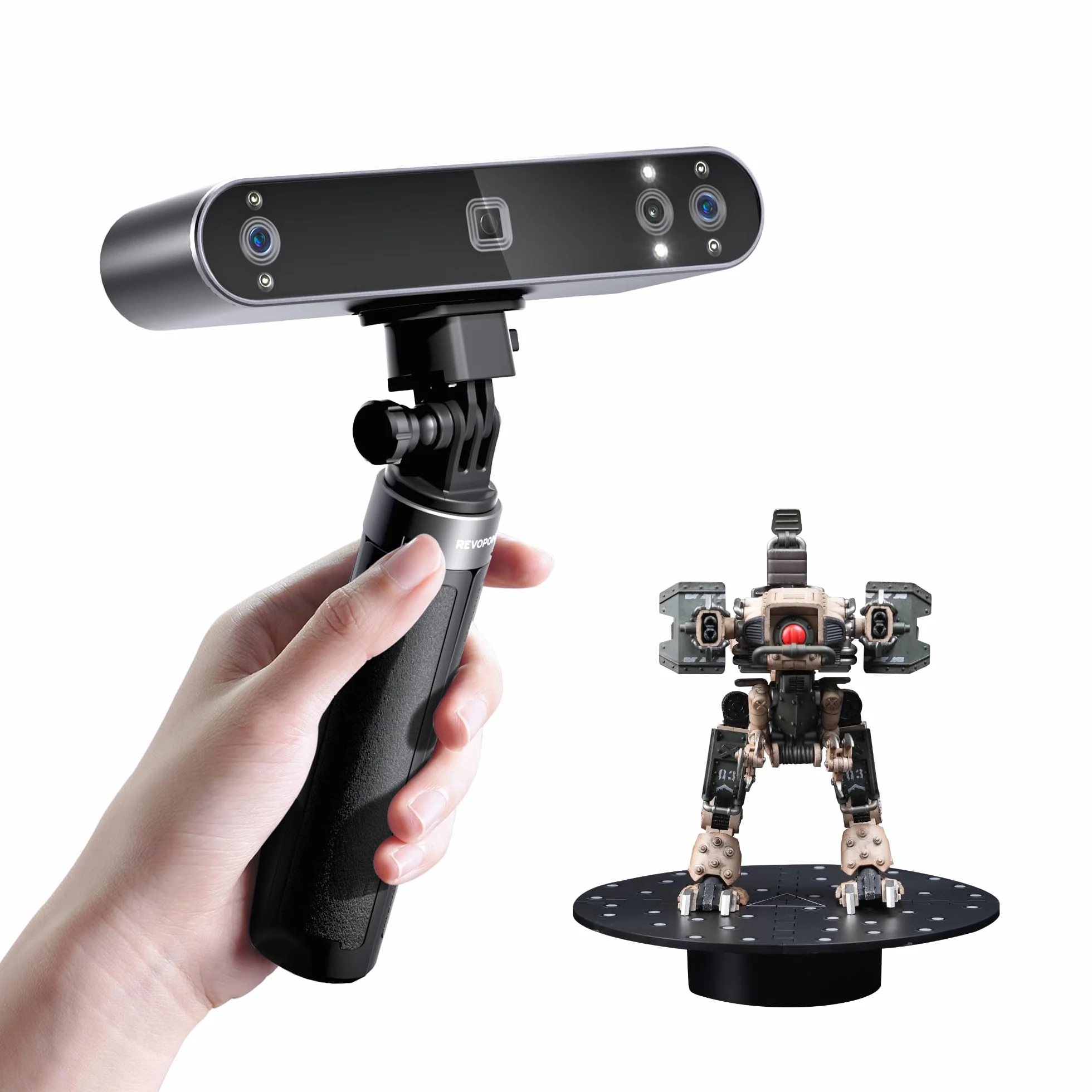 Revopoint POP 3 Plus Scanner 3D para impresión 3D, escaneo en color para objetos medianos, escáner de mano con precisión de 0,04 mm y velocidad, compatible con Android/iOS/Win10&11/macOS, Estándar