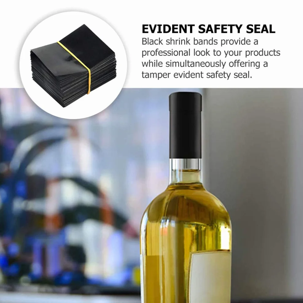 Scicalife 100 Unidades Cápsulas de Termorretráctil Perforadas Negras de PVC para Botellas de Vino Botellas de Salsa Picante Y Otras Botellas de Líquido