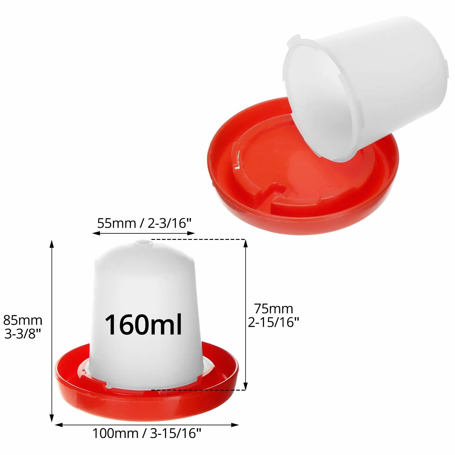 QWORK Juego de Comedero y Bebedero 160g 160ml para Pájaros Pequeños