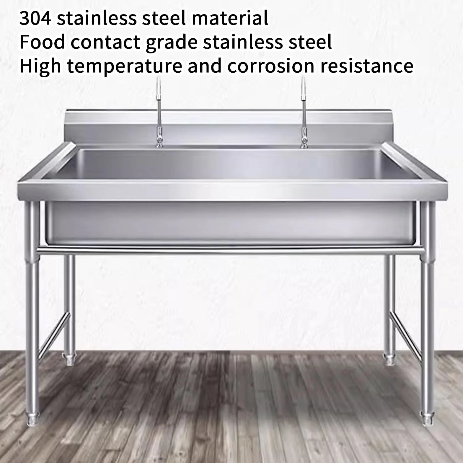Fregadero Industrial Fregadero Exterior Fregadero Camper Cocina Comercial Fregadero, Cocina Independiente, de Acero Inoxidable 304, for Taller Granja Catering(120 * 60 * 60cm/47 * 32 * 24in)