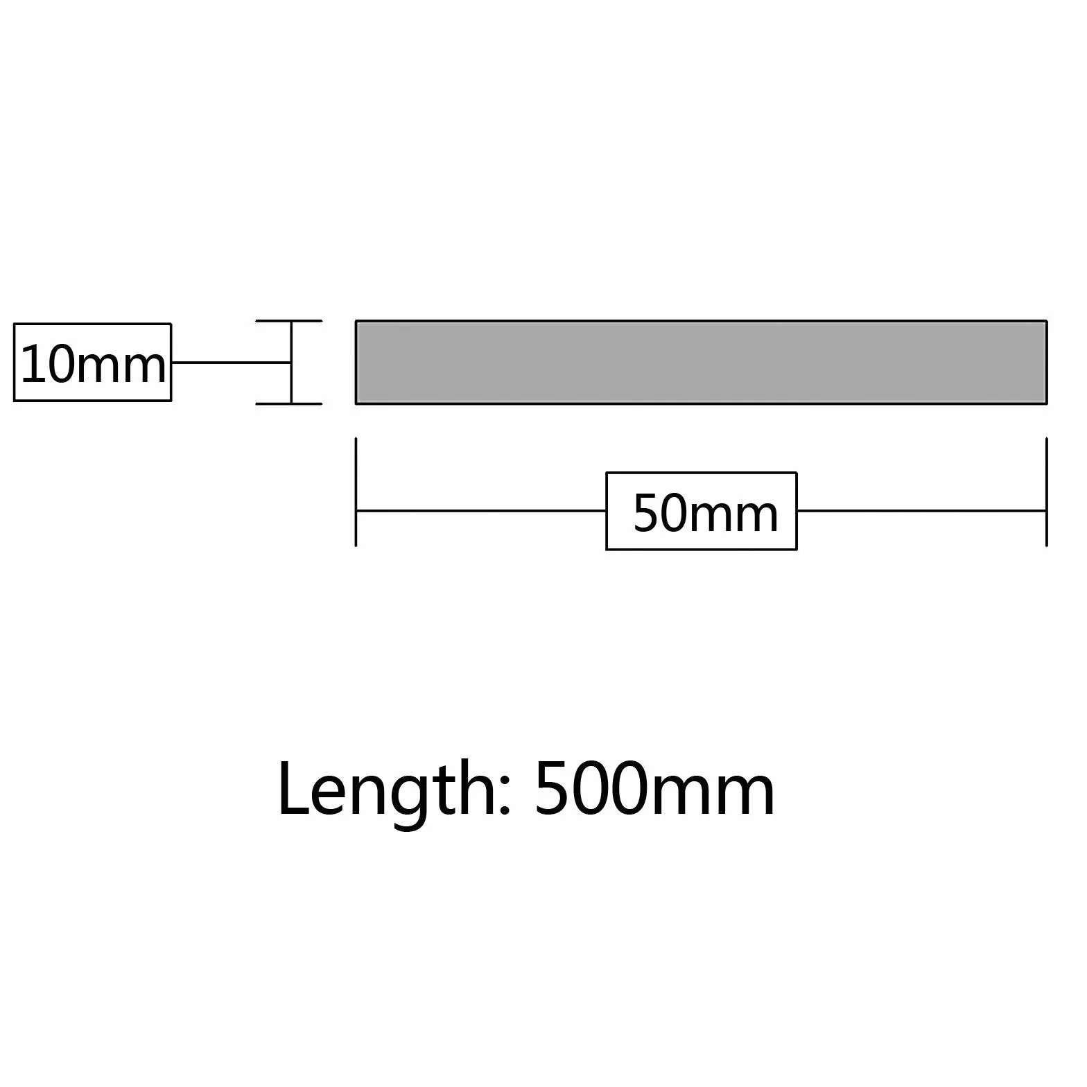 Barra plana de acero inoxidable 304 de 10 mm de grosor, 10-50 mm de ancho y 500 mm de largo for decoración industrial, ferretería y construcción.(10x50x500mm)