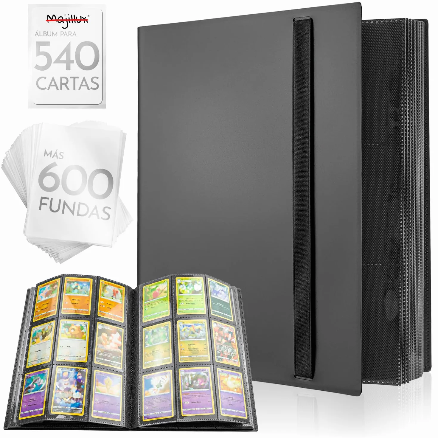 Álbum para Cartas Coleccionables 540 Bolsillos 600 Fundas Impermeable Inserción Lateral Anticaídas Yu Gi Oh MTG Lorcana