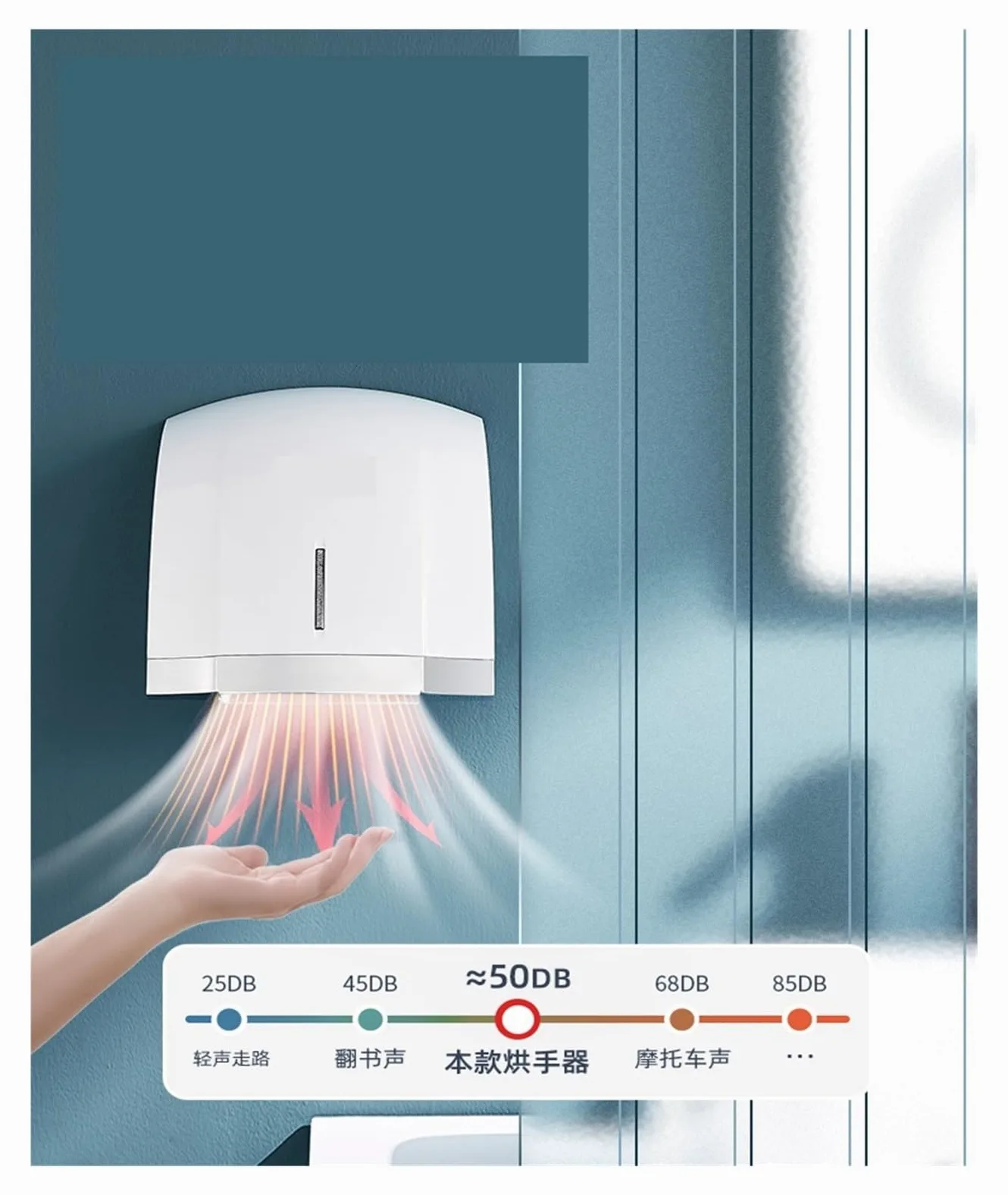 Secador de manos, Secado automático por inducción for teléfono móvil, secador de manos for baño, secador de manos comercial, secador de manos por aire(A)