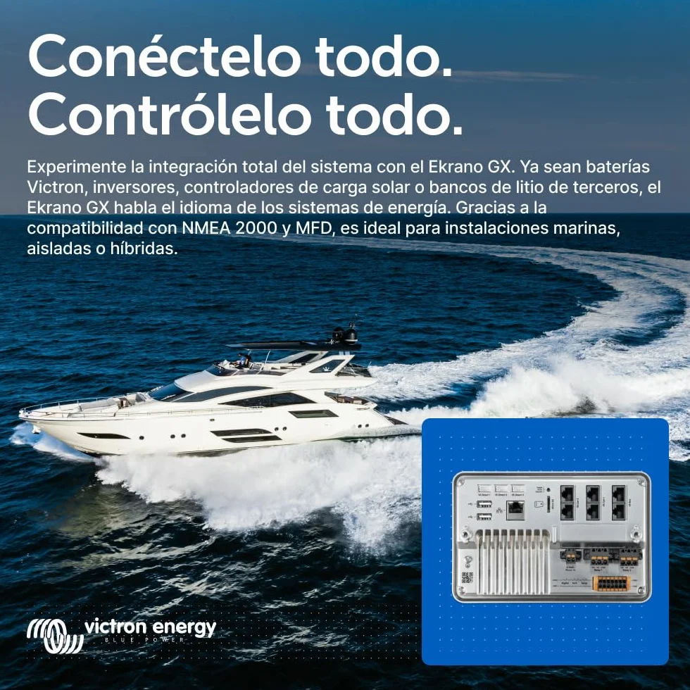 Victron Energy Ekrano GX con Pantalla Integrada para Monitoreo y Control del Sistema