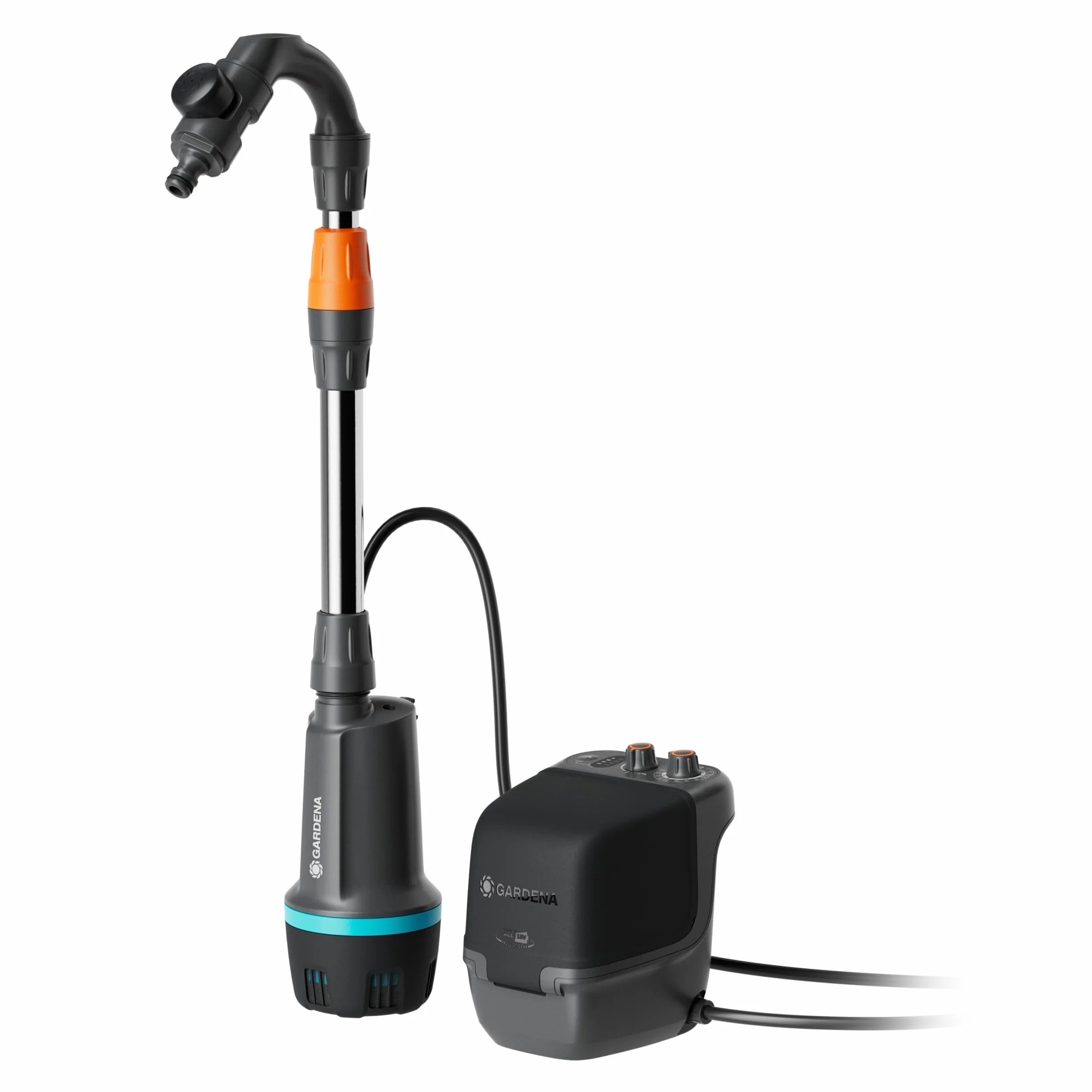 Gardena Bomba para depósitos de aguas de lluvia con batería 2400 Comfort Automatic 18V Solo: Bomba automática de agua, Control de riego programado, Función temporizadora, Presión constante (14605-55)