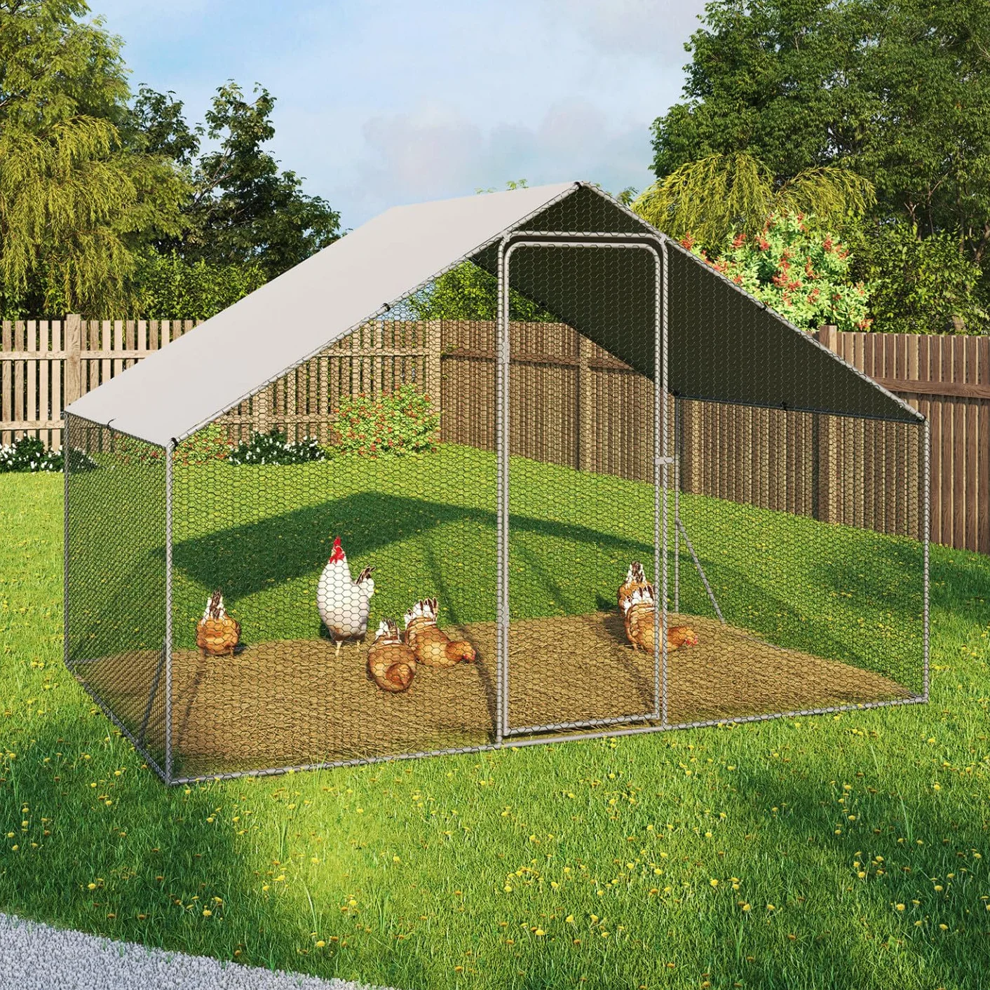 Enclos gallinero 6 m² Parque de rejilla de acero galvanizado