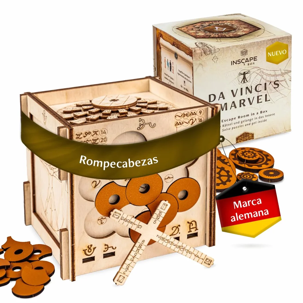 INSCAPE Da Vinci's Marvel Drewniane Puzzle 3D Caja Rompecabezas Cluebox Escape Room Gra dla Dorosłych i Dzieci