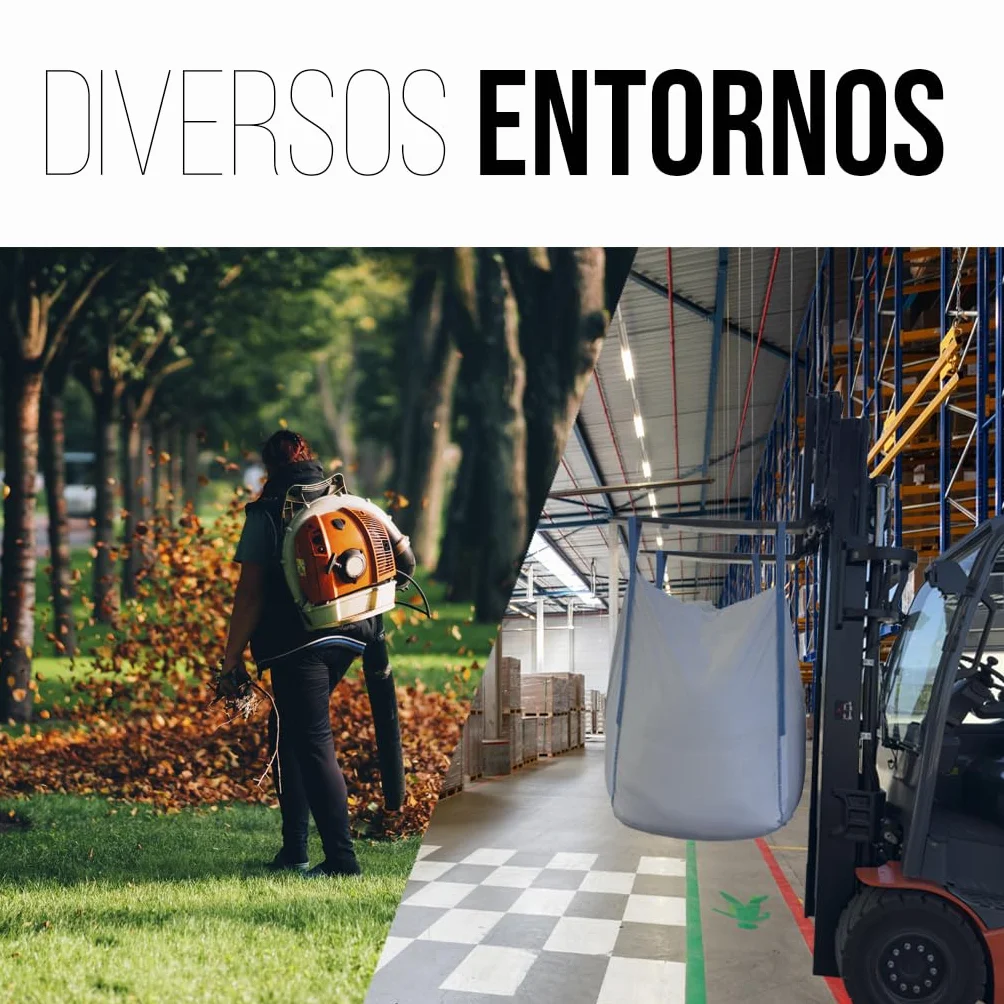 Saco Big Bag 1000kg con boca de vaciado y asas reforzadas 90x90x120cm, sacos para escombros, bolsa jardin, obra, almacenaje y transporte de materiales, resistente, reutilizable y duradero. (10 Uds)