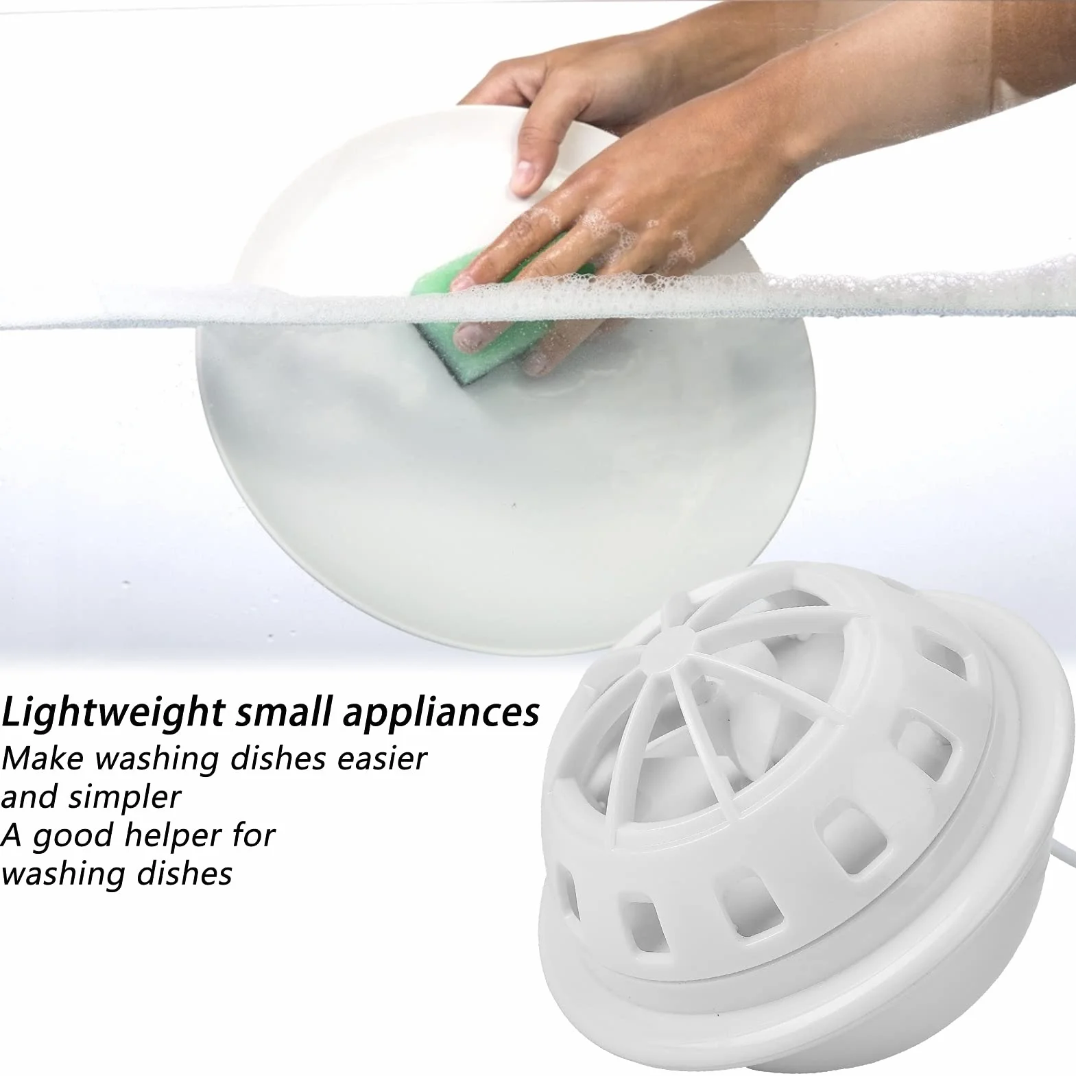 Mini Lavavajillas, Lavavajillas Turbo Portátil con Alimentación USB con Apagado Automático de 15 Minutos Super Shock Wave 2 Modos para Cocina Restaurante Hotel ABS (Blanco)