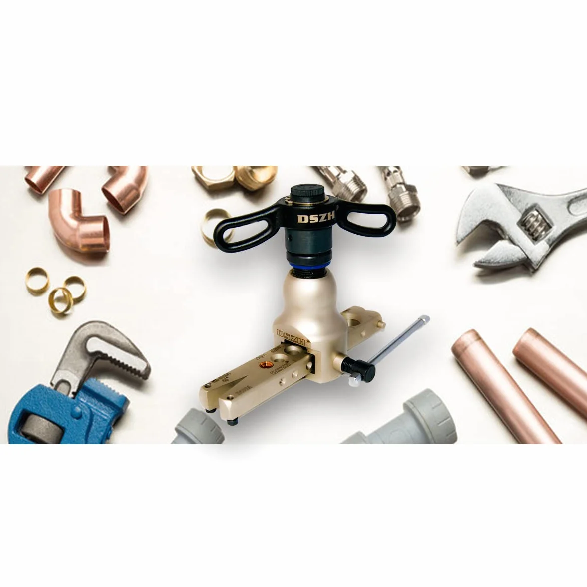 GOLDMAN SERVICE Abocardador excéntrico de Tubos Aire Acondicionado y calefacción. Abocinador expansor con empuñadura de trinquete de fontanería para tubería de Cobre. 1/4" hasta 3/4".