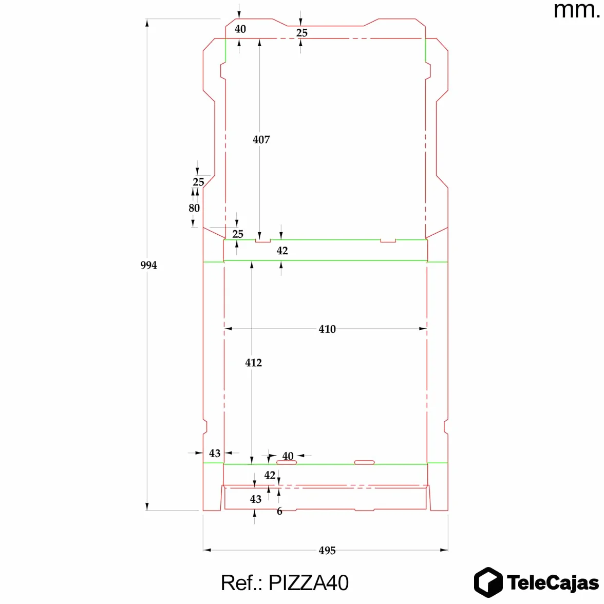 TELECAJAS | 50 Cajas Pizza 40 cm Anónima | Cuadrada Marrón Robusto Kraft Anónimas | Pack de 50