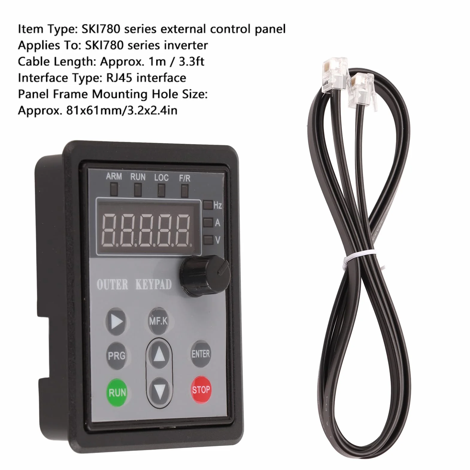 Panel de Control Externo del Convertidor de Frecuencia VFD con Cable de 1 M de Longitud Tipo de Interfaz RJ45 para la Serie SKI780