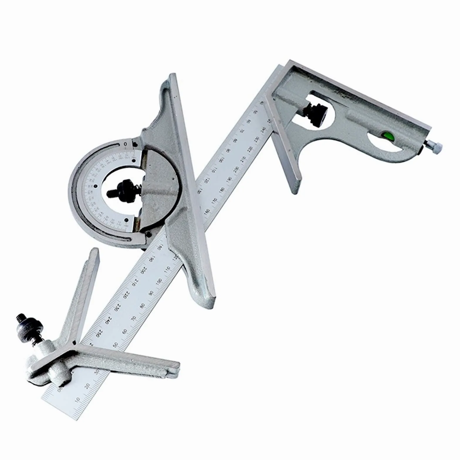 Cuadrado combinado de 0-180 grados 300 mm / 12 quot;Transportador de regla de ángulo ajustable con herramientas de carpintero de nivel de burbuja Herramientas de medición precisas