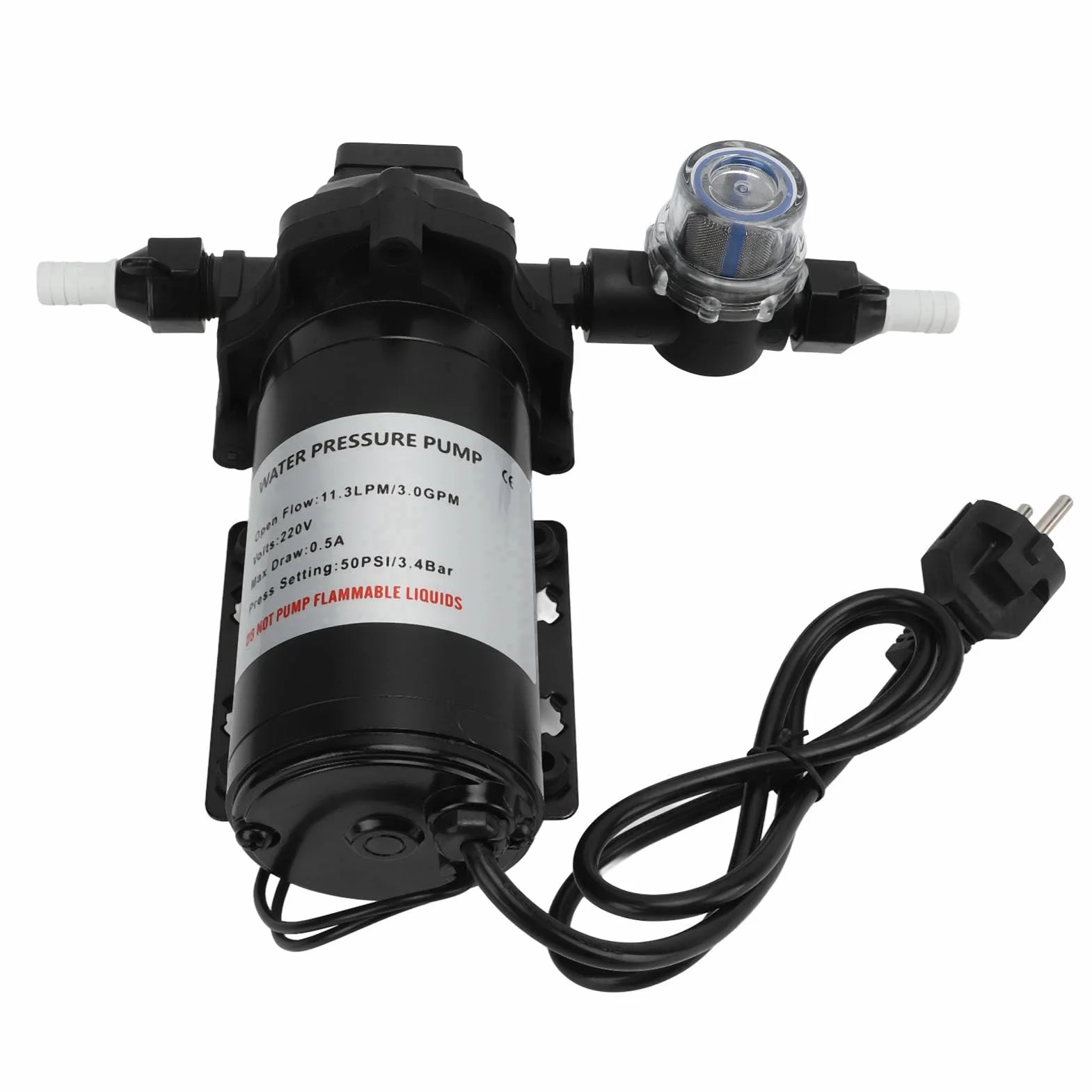 Bomba De Agua De Diafragma 11.3LPM 50PSI Autocebante Para Lavado De Autos Barcos RV Y Sistemas Solares Con Motor De Cobre Y Control De Presión Automático