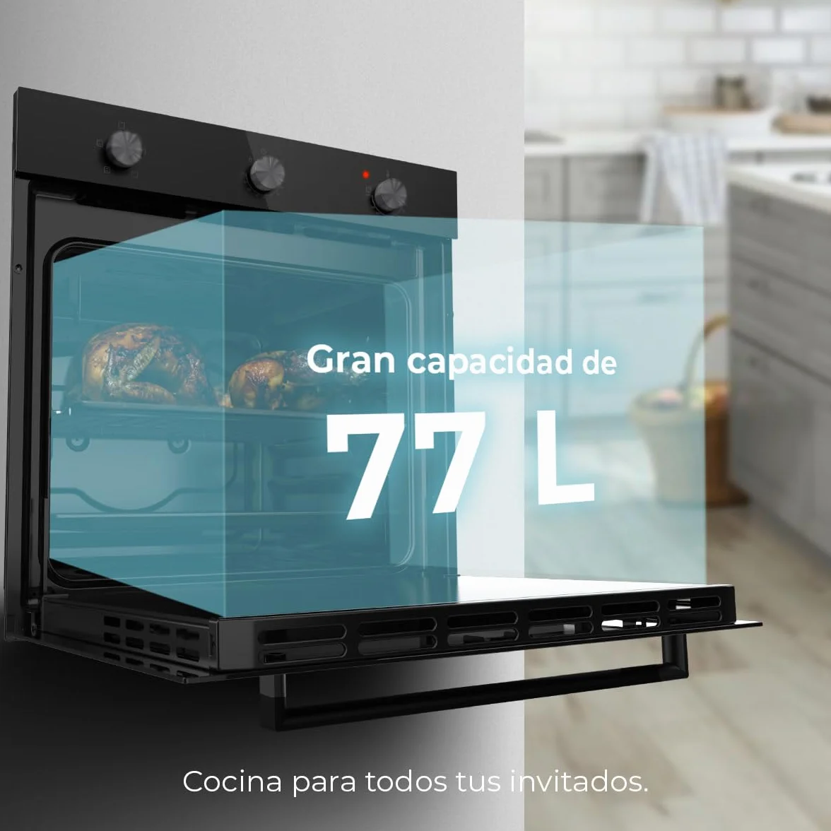 Cecotec Horno Integrable Convencional Bolero Hexa C136000 2800W 77L Steam Assist Triple Glass