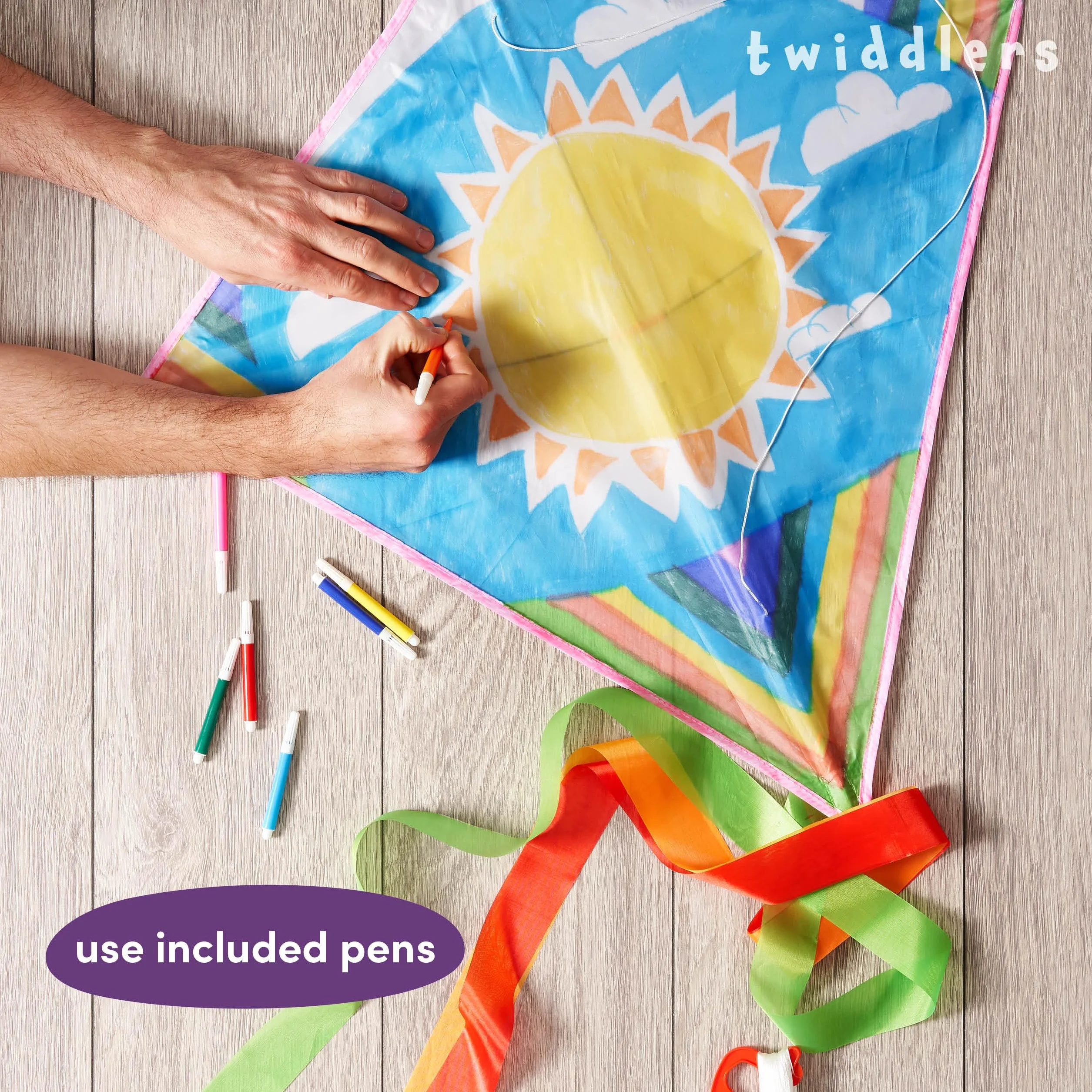 Kit de 3 Cometas para Pintar y Volar Extra Grandes 65x65 cm Manualidades Juegos Exterior Niños Rotuladores