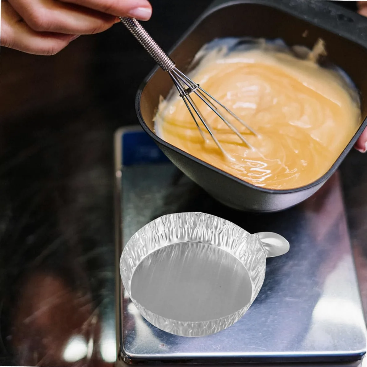 NUOBESTY 5 Series Plato De Pesaje Bandeja Sartenes Platillo De Balanza Platillos De Pesaje De Aluminio Plato De Pesas De Laboratorio Platillo De Pesaje Papel De Aluminio Plata 100 Piezas*5