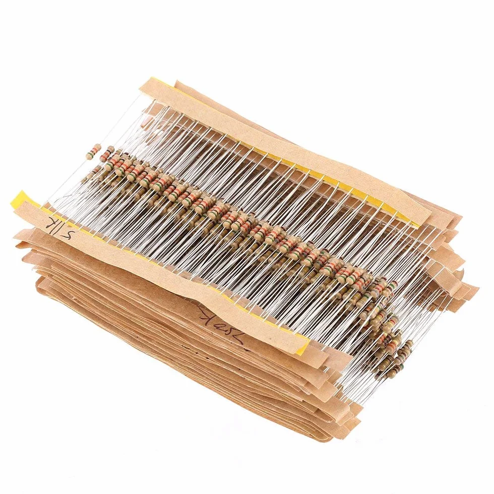 ARCELI Juego de Surtido de resistores de película de Carbono 60pcs 1/4W 1 ohm-1M ohmio 43 valores